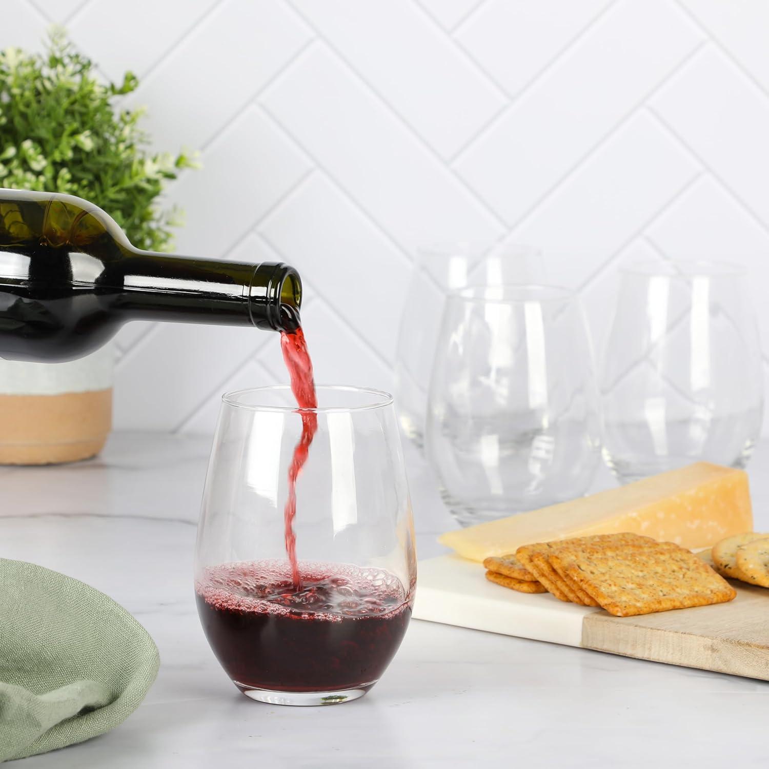 imageMartha Stewart Farrow 18 OZ Large Stemless 4 Pack Multipurpose Wine Glasses Set for Red or White Wine18oz Stemless Wine Glass 4pack