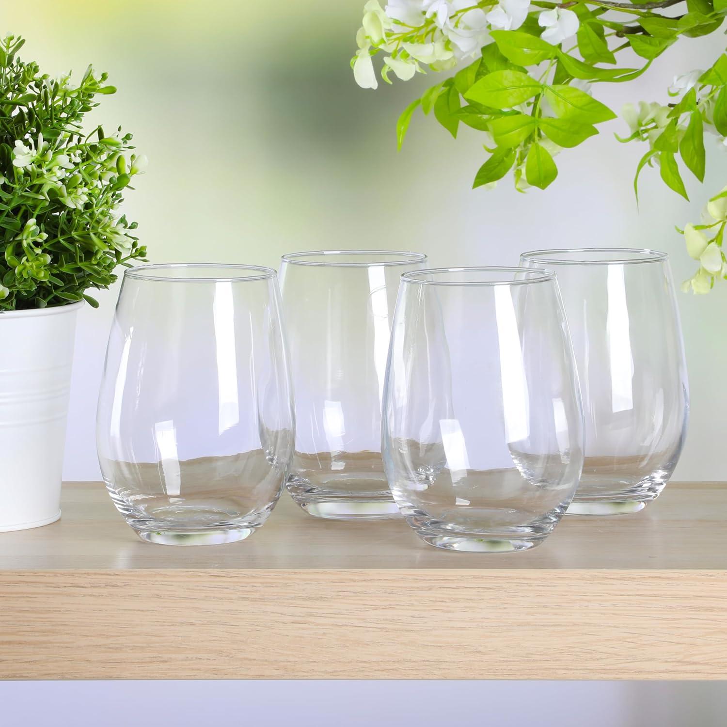 imageMartha Stewart Farrow 18 OZ Large Stemless 4 Pack Multipurpose Wine Glasses Set for Red or White Wine18oz Stemless Wine Glass 4pack