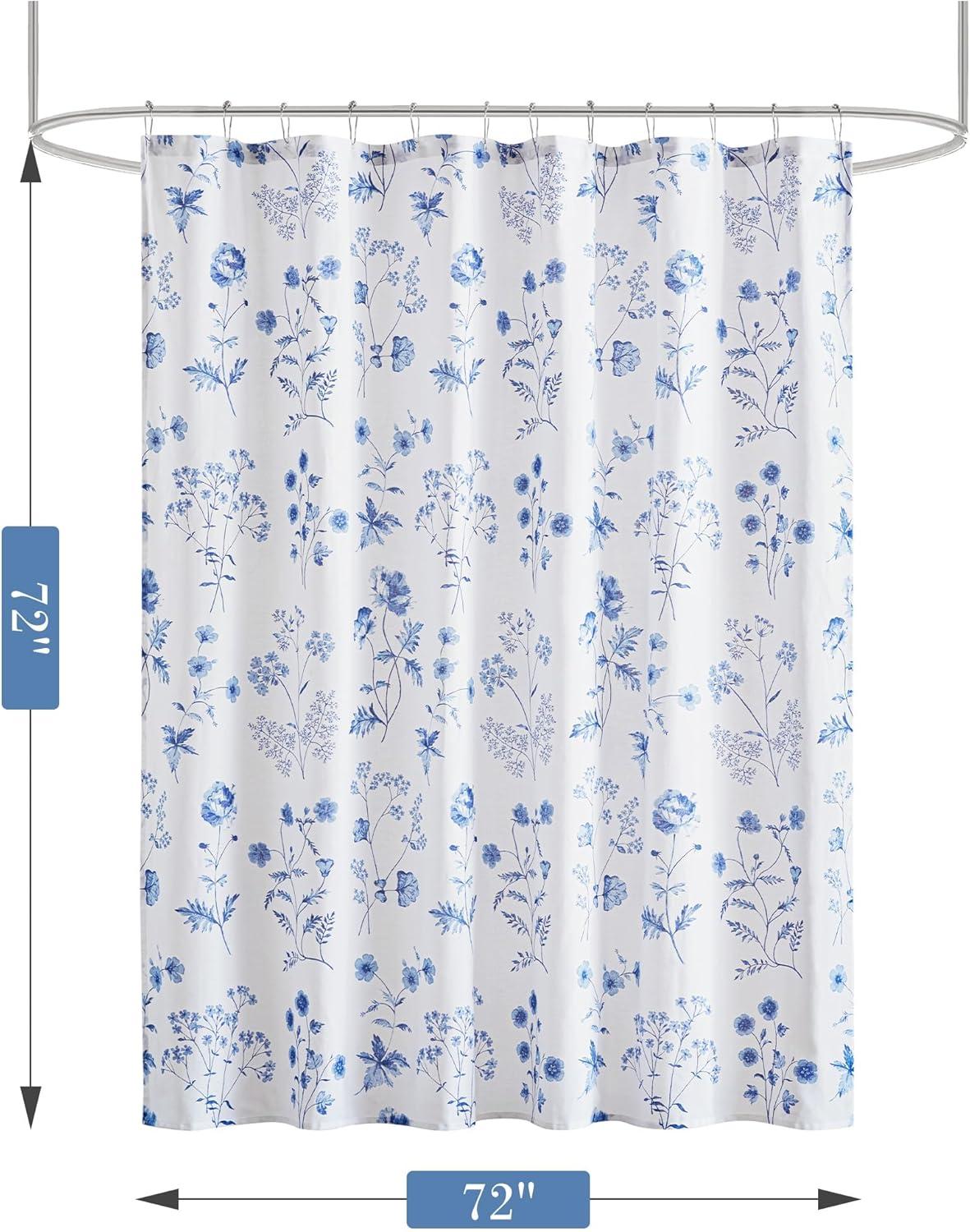 imageMartha Stewart Marthas Garden Shower Curtain Botanical Floral Print Cotton Shower Curtain for Bathroom Spa Quality Modern Shower Curtains Standard Size 72x84 BlueGarden Blue