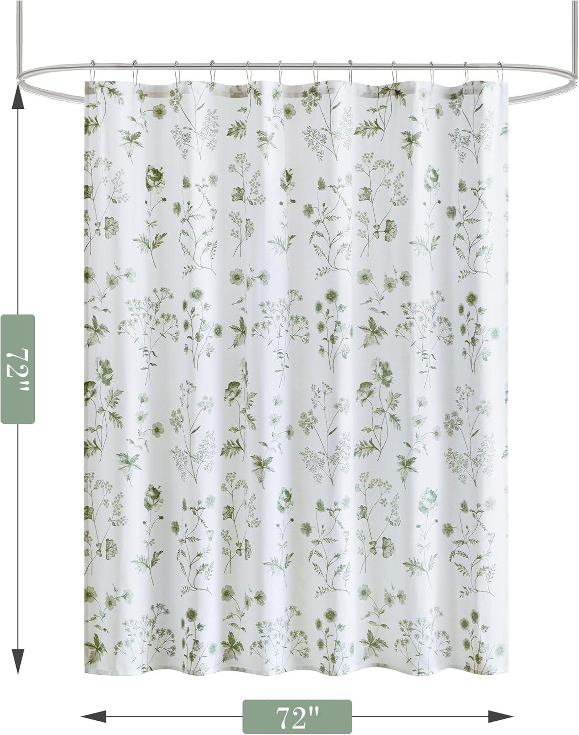 imageMartha Stewart Marthas Garden Shower Curtain Botanical Floral Print Cotton Shower Curtain for Bathroom Spa Quality Modern Shower Curtains Standard Size 72x84 BlueGarden Green