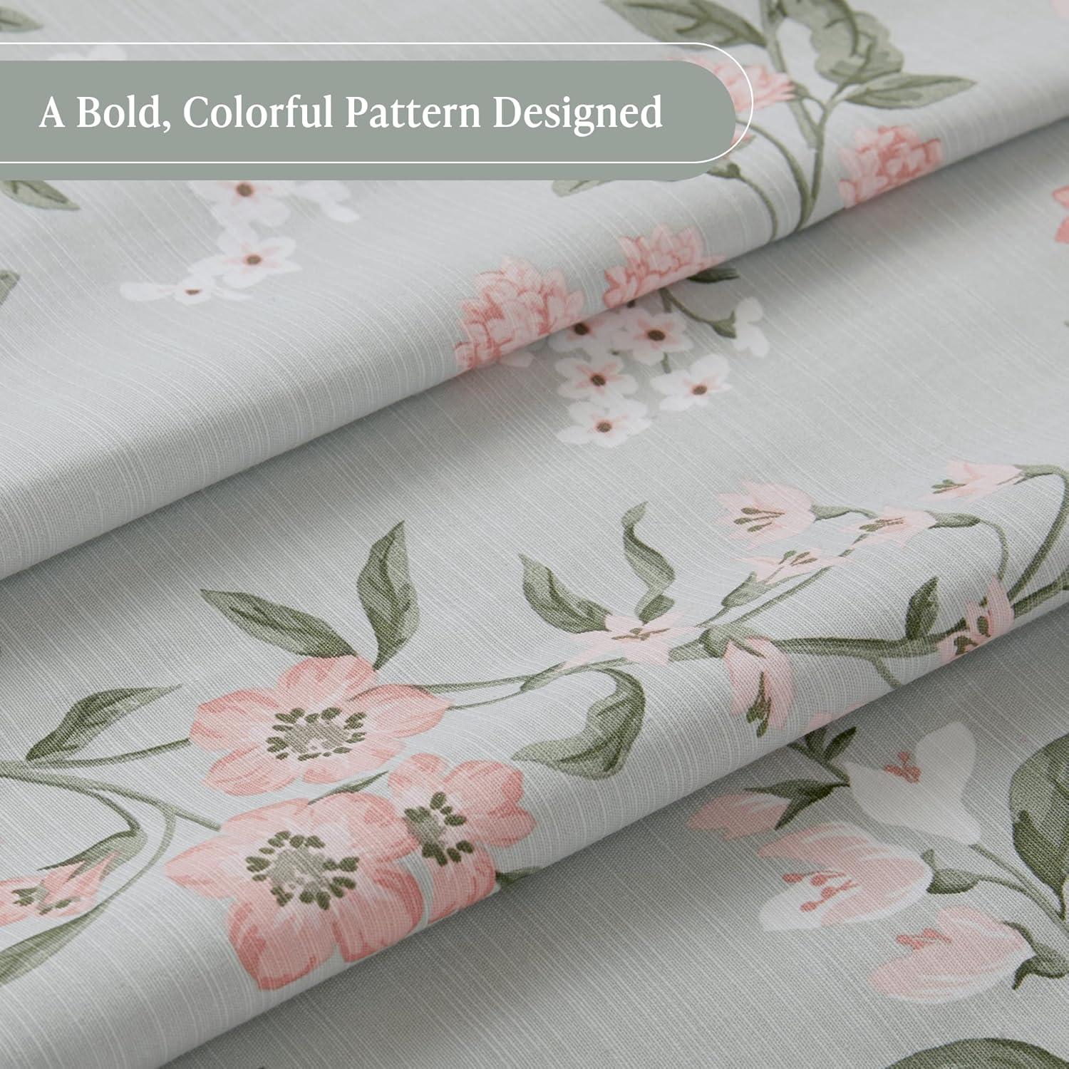 imageMartha Stewart Marthas Garden Shower Curtain Botanical Floral Print Cotton Shower Curtain for Bathroom Spa Quality Modern Shower Curtains Standard Size 72x84 BlueMeadow Green