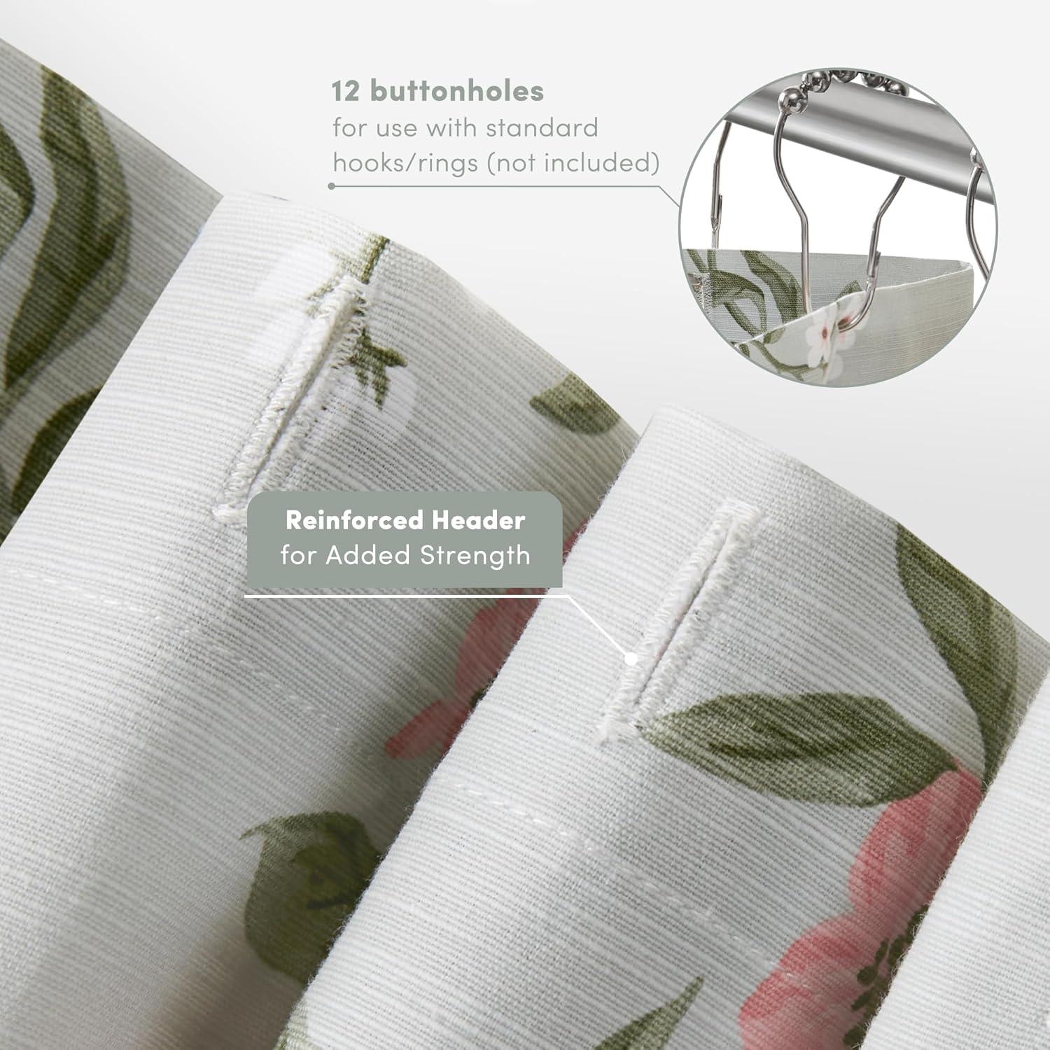 imageMartha Stewart Marthas Garden Shower Curtain Botanical Floral Print Cotton Shower Curtain for Bathroom Spa Quality Modern Shower Curtains Standard Size 72x84 BlueMeadow Green