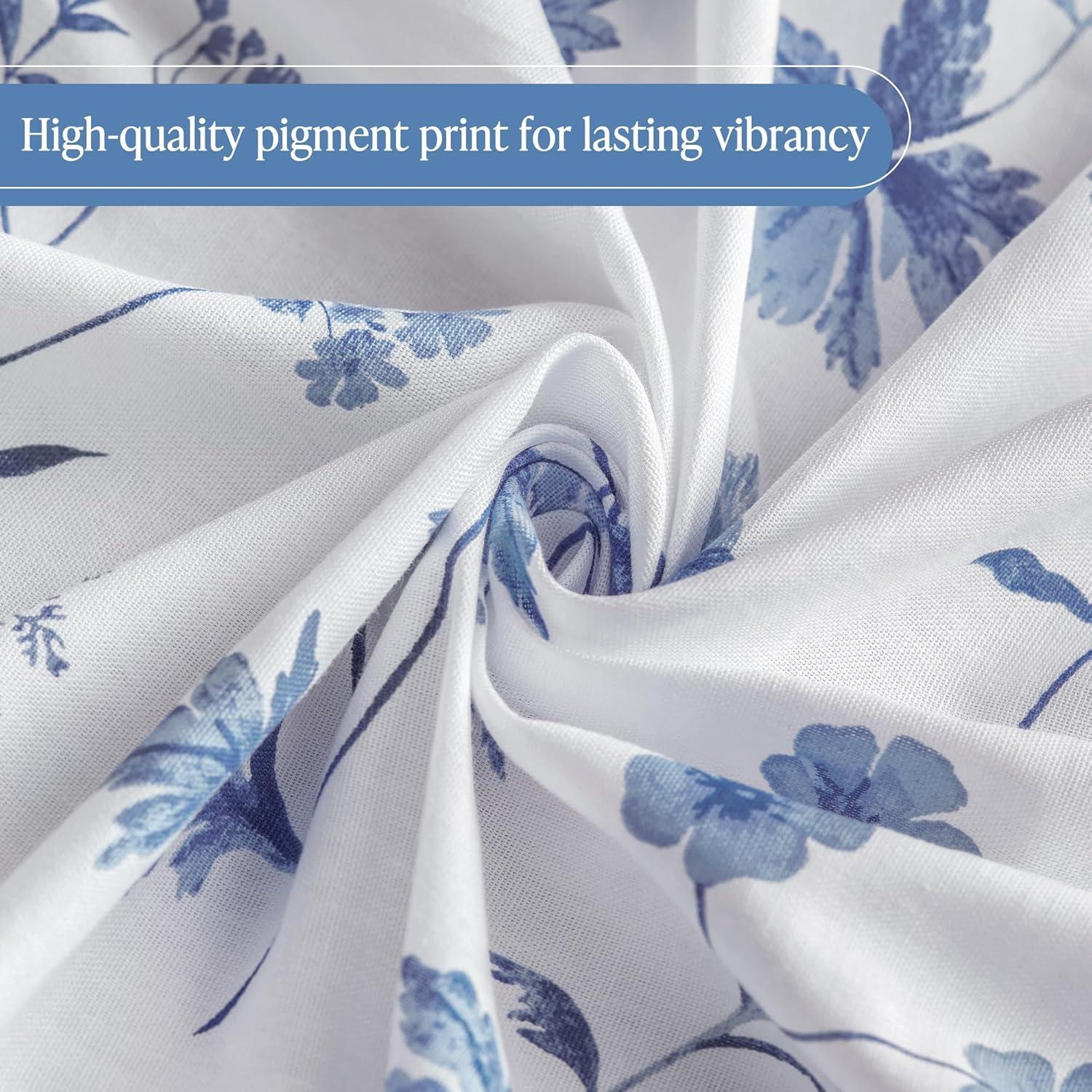 imageMartha Stewart Marthas Garden Shower Curtain Botanical Floral Print Cotton Shower Curtain for Bathroom Spa Quality Modern Shower Curtains Standard Size 72x84 BlueGarden Blue