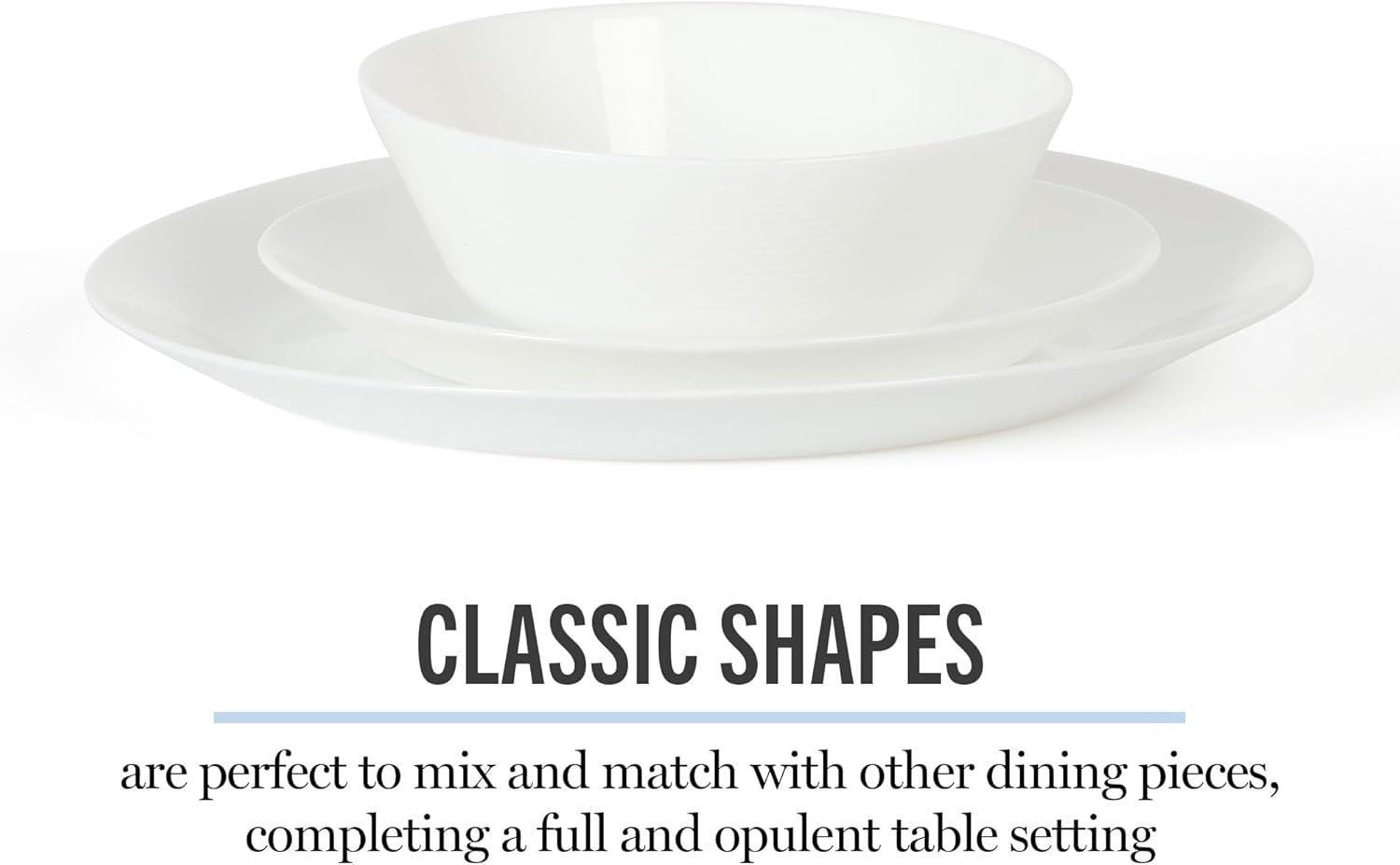 imageMartha Stewart Opalton 18Piece Dinnerware Set Chip and Break Resistant Opal Glass Plates and Bowls Lightweight White Dinner Set for 6 Microwave and Dishwasher Safe