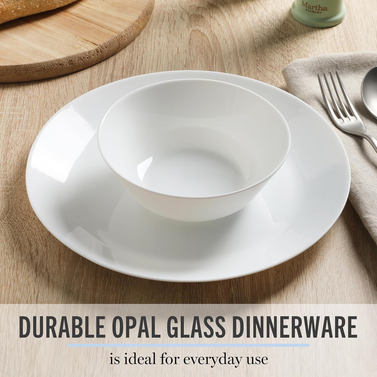imageMartha Stewart Opalton 6Piece 10Inch Dinner Plates Chip and Break Resistant Opal Glass Plates Durable and Lightweight Dinnerware Set for Everyday Use