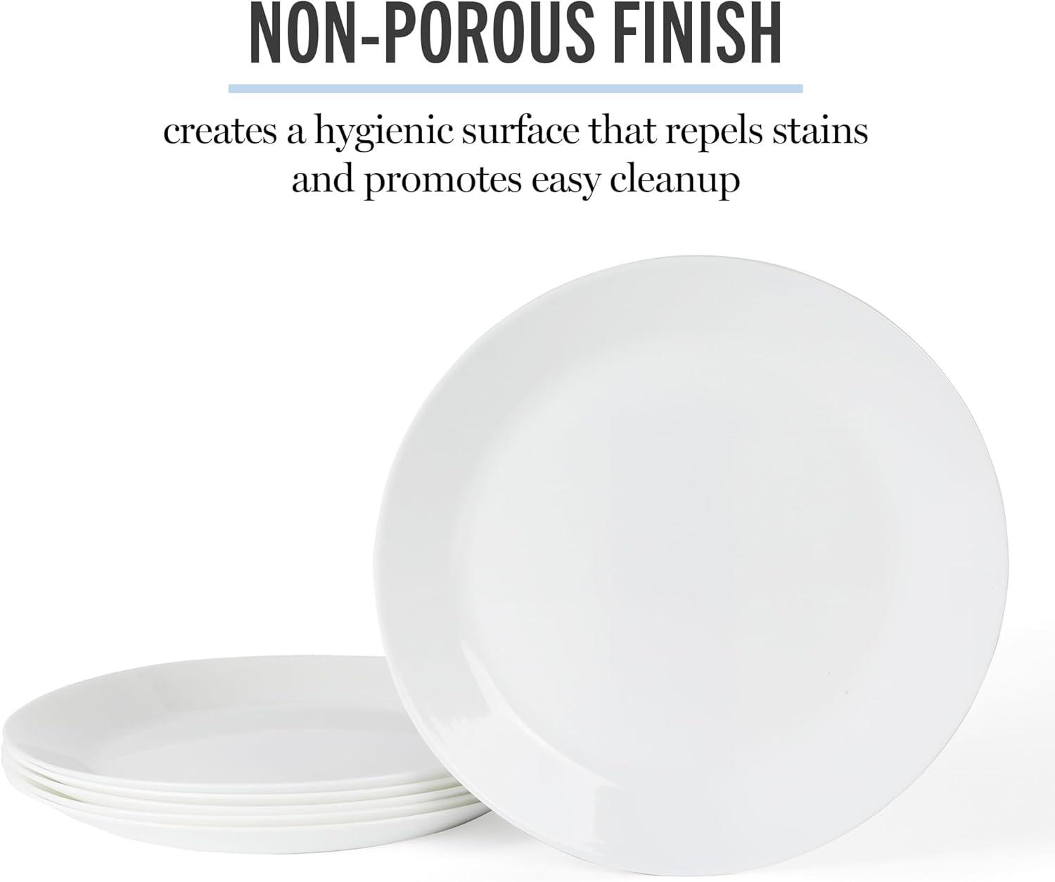 imageMartha Stewart Opalton 6Piece 10Inch Dinner Plates Chip and Break Resistant Opal Glass Plates Durable and Lightweight Dinnerware Set for Everyday Use