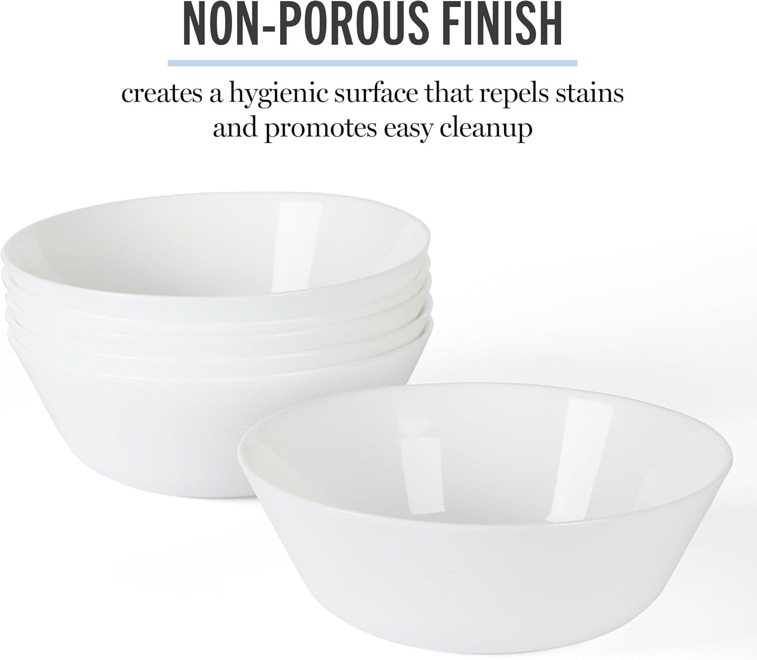 imageMartha Stewart Opalton 6Piece 6Inch Soup and Cereal Bowls Lightweight Chip and Break Resistant Opal Glass Bowls for Everyday Use