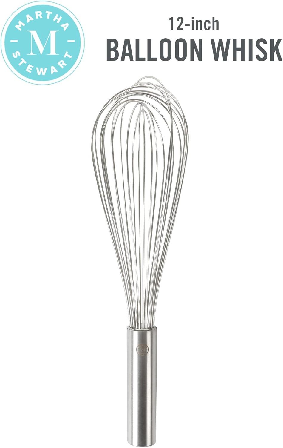 imageMartha Stewart Richburn 12Inch Stainless Steel Balloon Whisk Satin Finish Durable Kitchen Whisk for Mixing and Whipping12 Balloon Whisk
