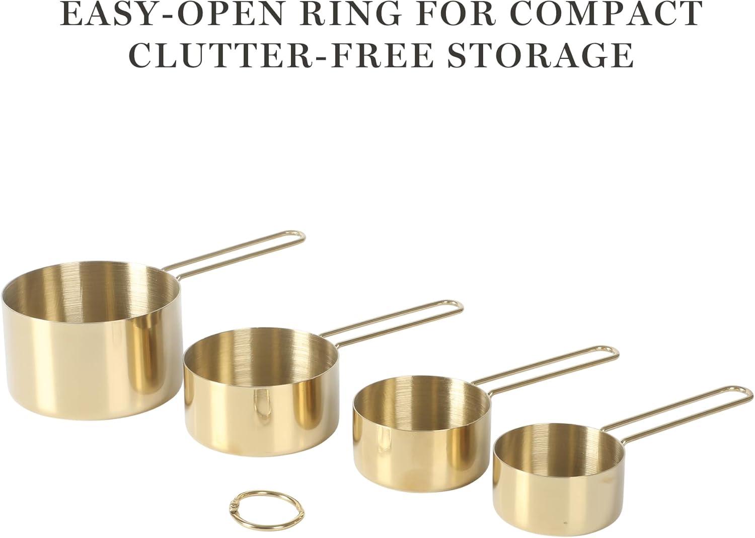 imageMartha Stewart Richburn 4Piece Stainless Steel Measuring Cups Set Durable and Accurate Kitchen Measuring Tools for Baking and CookingGold