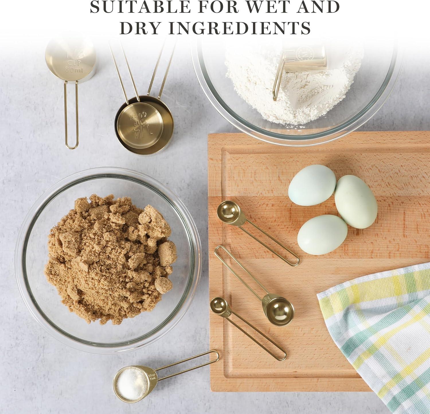 imageMartha Stewart Richburn 4Piece Stainless Steel Measuring Spoons Set Durable and Accurate Kitchen Measuring Tools for Baking and CookingGold
