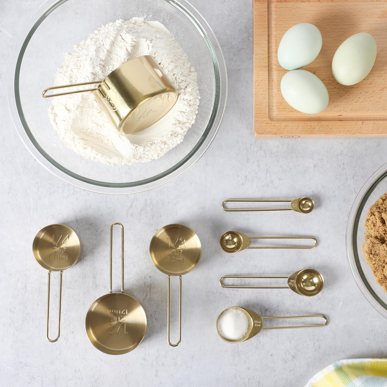 imageMartha Stewart Richburn 4Piece Stainless Steel Measuring Spoons Set Durable and Accurate Kitchen Measuring Tools for Baking and CookingGold