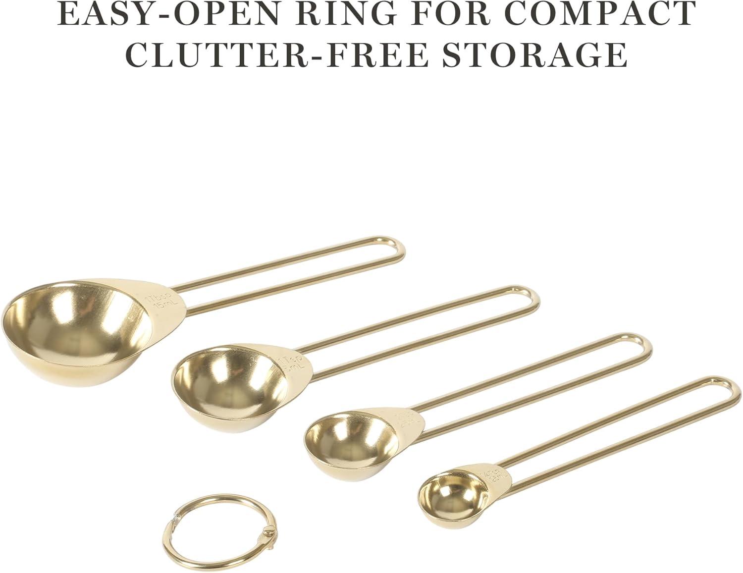 imageMartha Stewart Richburn 4Piece Stainless Steel Measuring Spoons Set Durable and Accurate Kitchen Measuring Tools for Baking and CookingGold