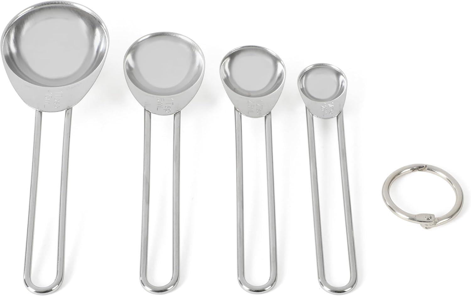 imageMartha Stewart Richburn 4Piece Stainless Steel Measuring Spoons Set Durable and Accurate Kitchen Measuring Tools for Baking and CookingSilver