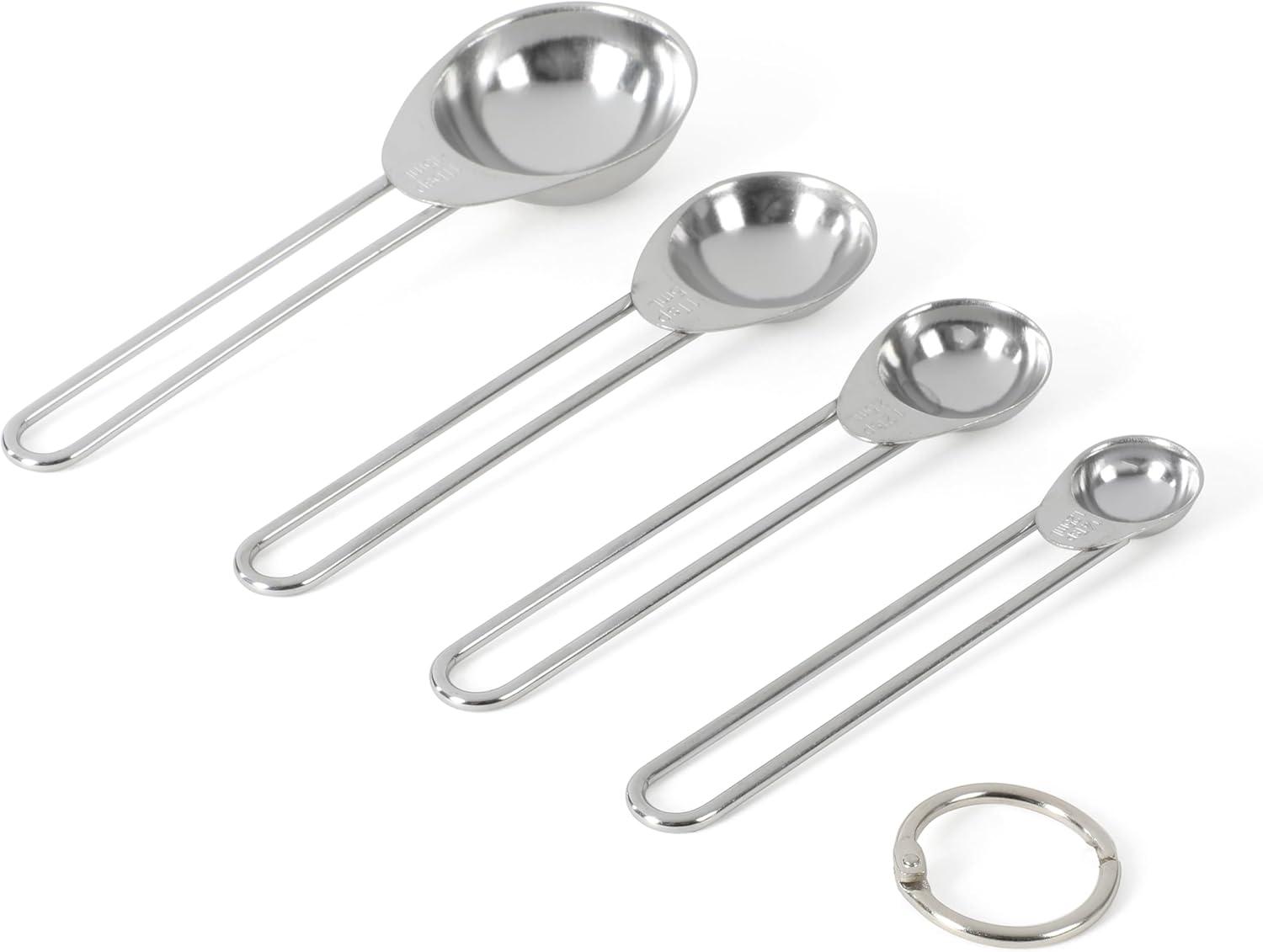 imageMartha Stewart Richburn 4Piece Stainless Steel Measuring Spoons Set Durable and Accurate Kitchen Measuring Tools for Baking and CookingSilver