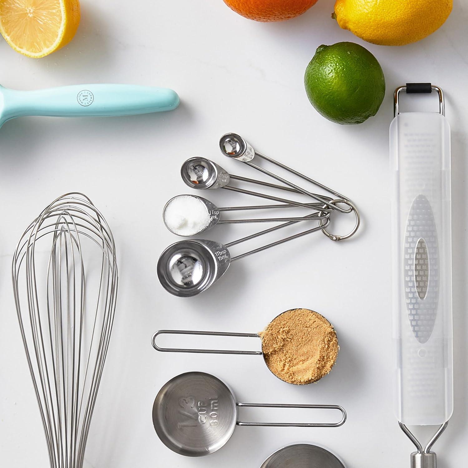 imageMartha Stewart Richburn 4Piece Stainless Steel Measuring Spoons Set Durable and Accurate Kitchen Measuring Tools for Baking and CookingSilver