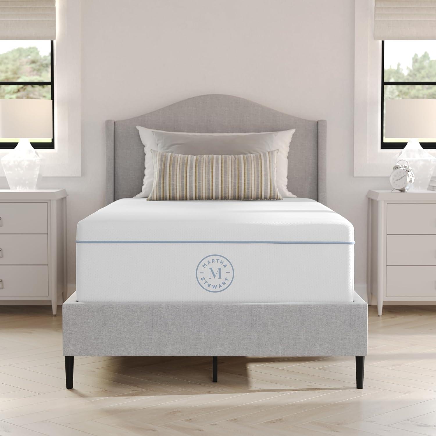 imageMartha Stewart SleepComplete Queen Mattress in a Box MediumFirm Pocket Spring and Foam Hybrid Mattress DualAction Cooling 5Zones Coolweave Cover12 WhiteTwin