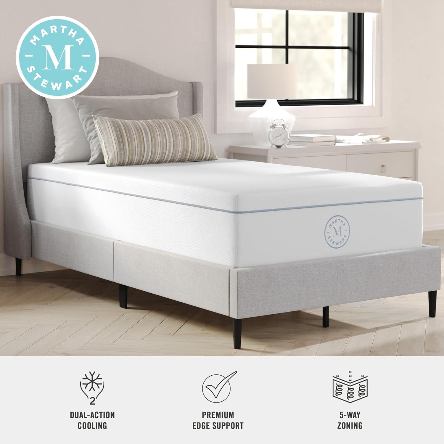 imageMartha Stewart SleepComplete Queen Mattress in a Box MediumFirm Pocket Spring and Foam Hybrid Mattress DualAction Cooling 5Zones Coolweave Cover12 WhiteTwin
