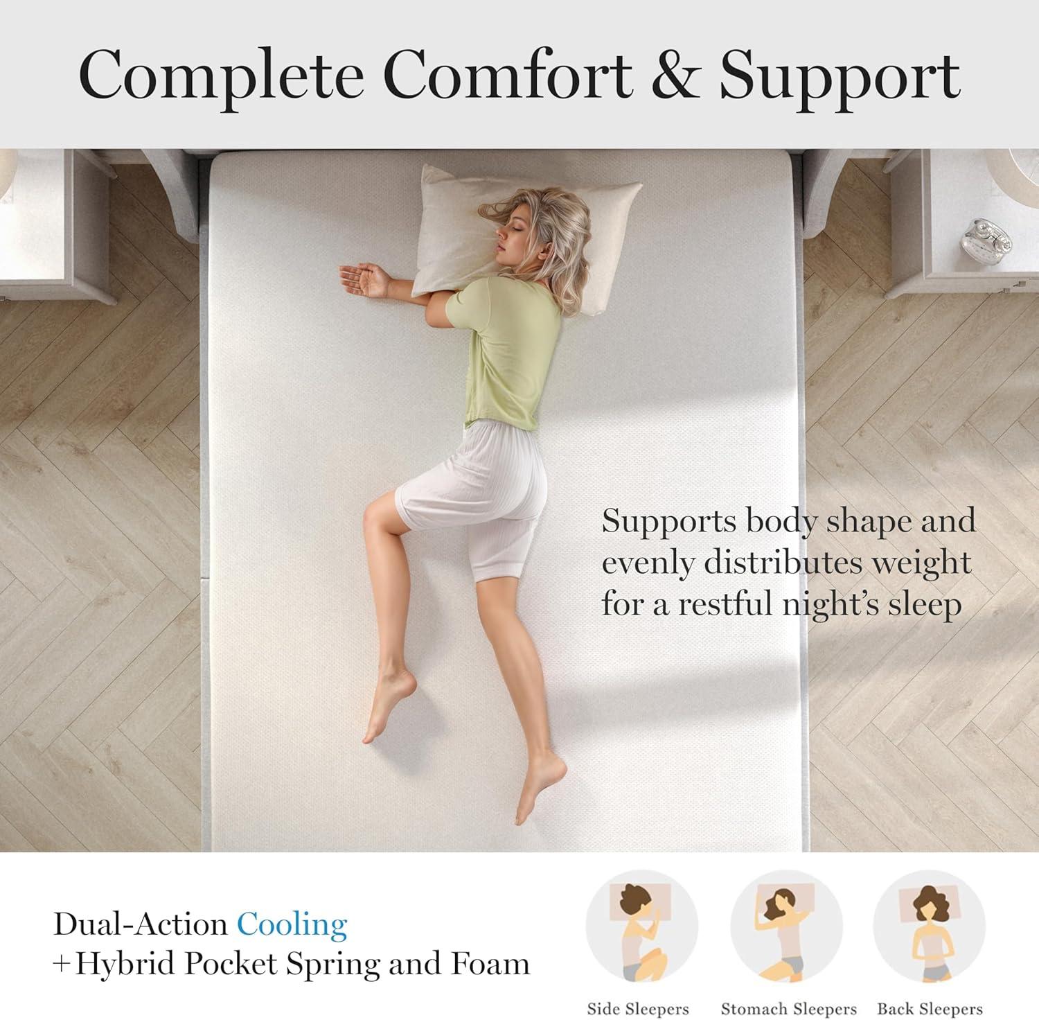imageMartha Stewart SleepComplete Queen Mattress in a Box MediumFirm Pocket Spring and Foam Hybrid Mattress DualAction Cooling 5Zones Coolweave Cover12 WhiteFull