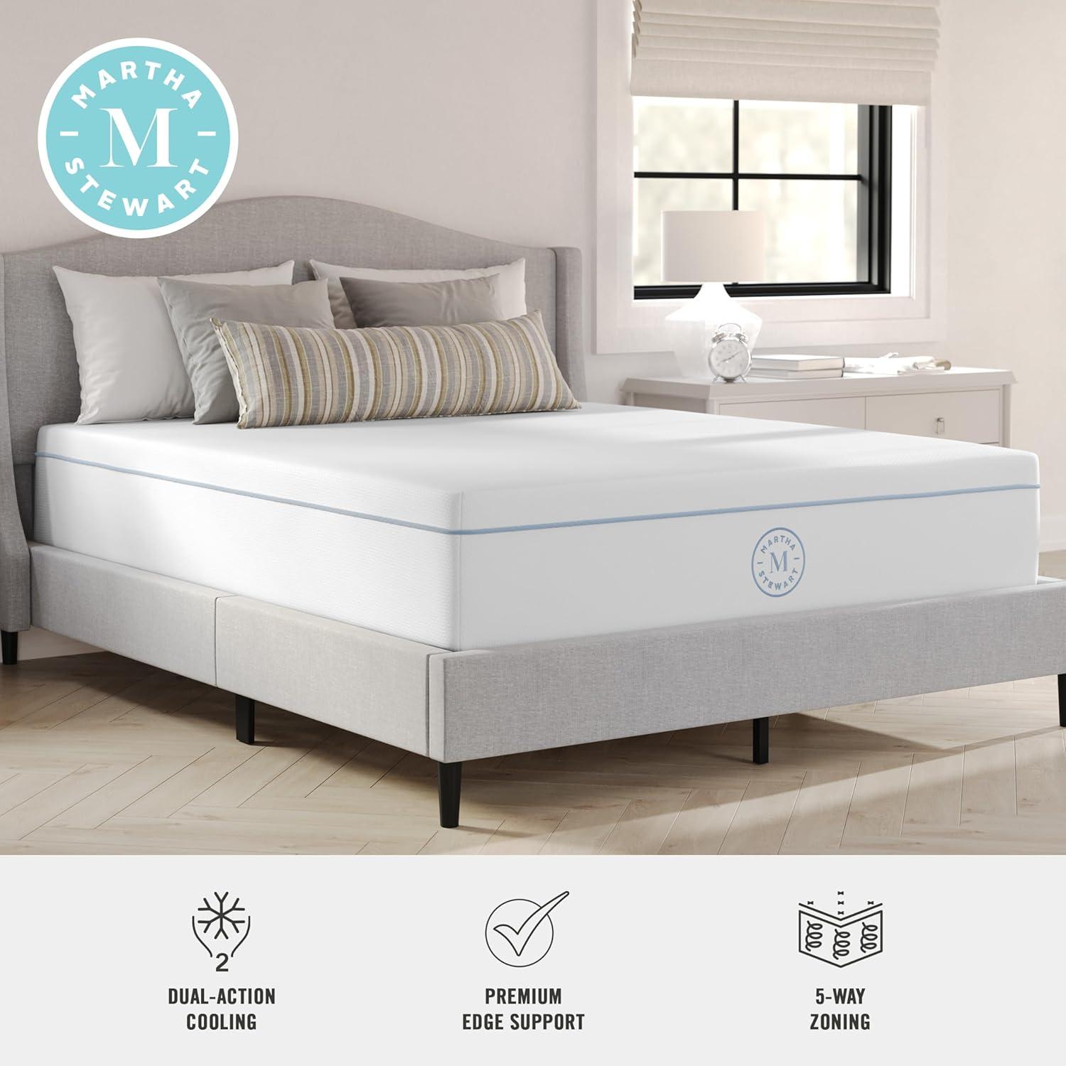imageMartha Stewart SleepComplete Queen Mattress in a Box MediumFirm Pocket Spring and Foam Hybrid Mattress DualAction Cooling 5Zones Coolweave Cover12 WhiteQueen