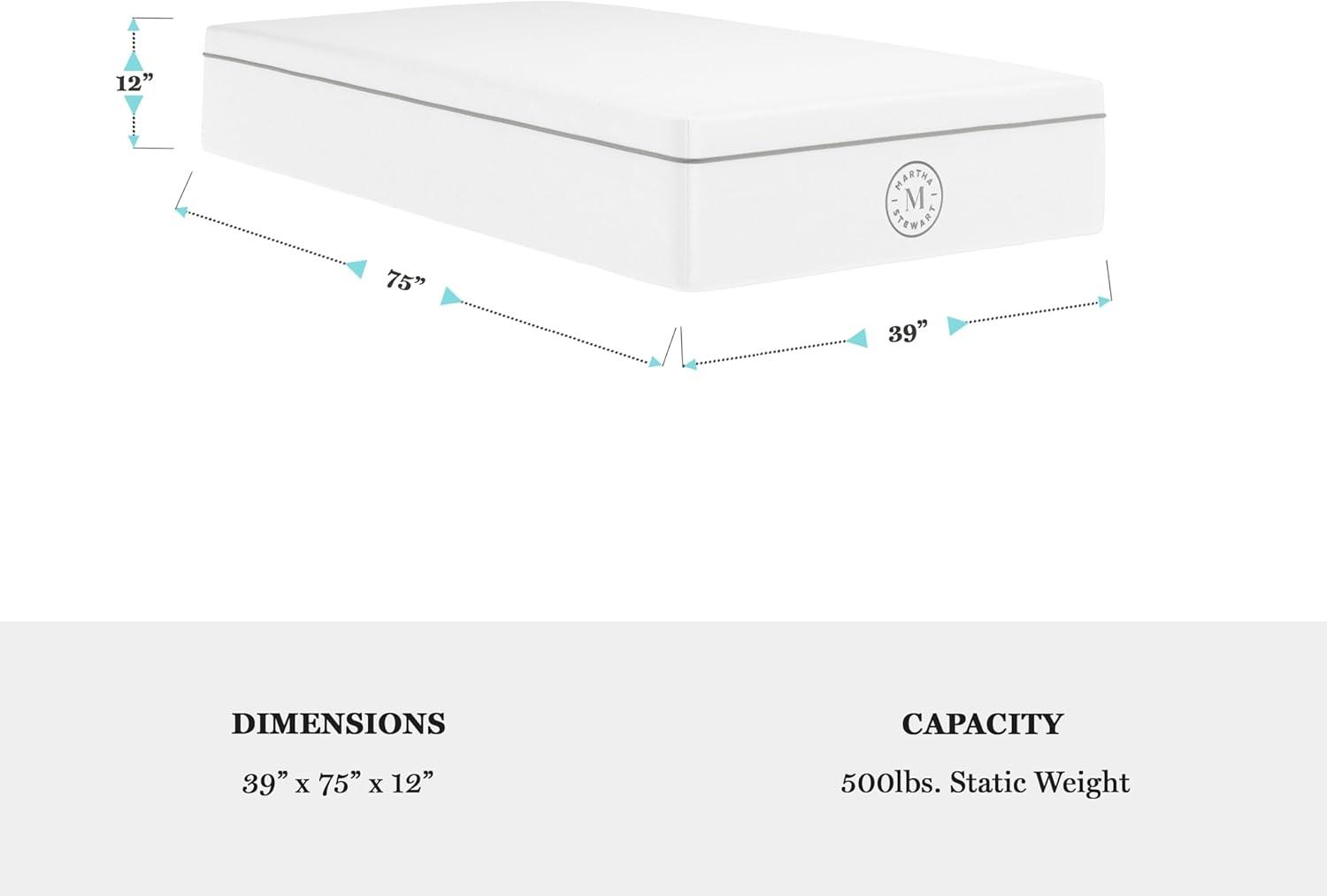 imageMartha Stewart SleepComplete Queen Mattress in a Box MediumFirm Pocket Spring and Foam Hybrid Mattress DualAction Cooling 5Zones Coolweave Cover12 WhiteTwin