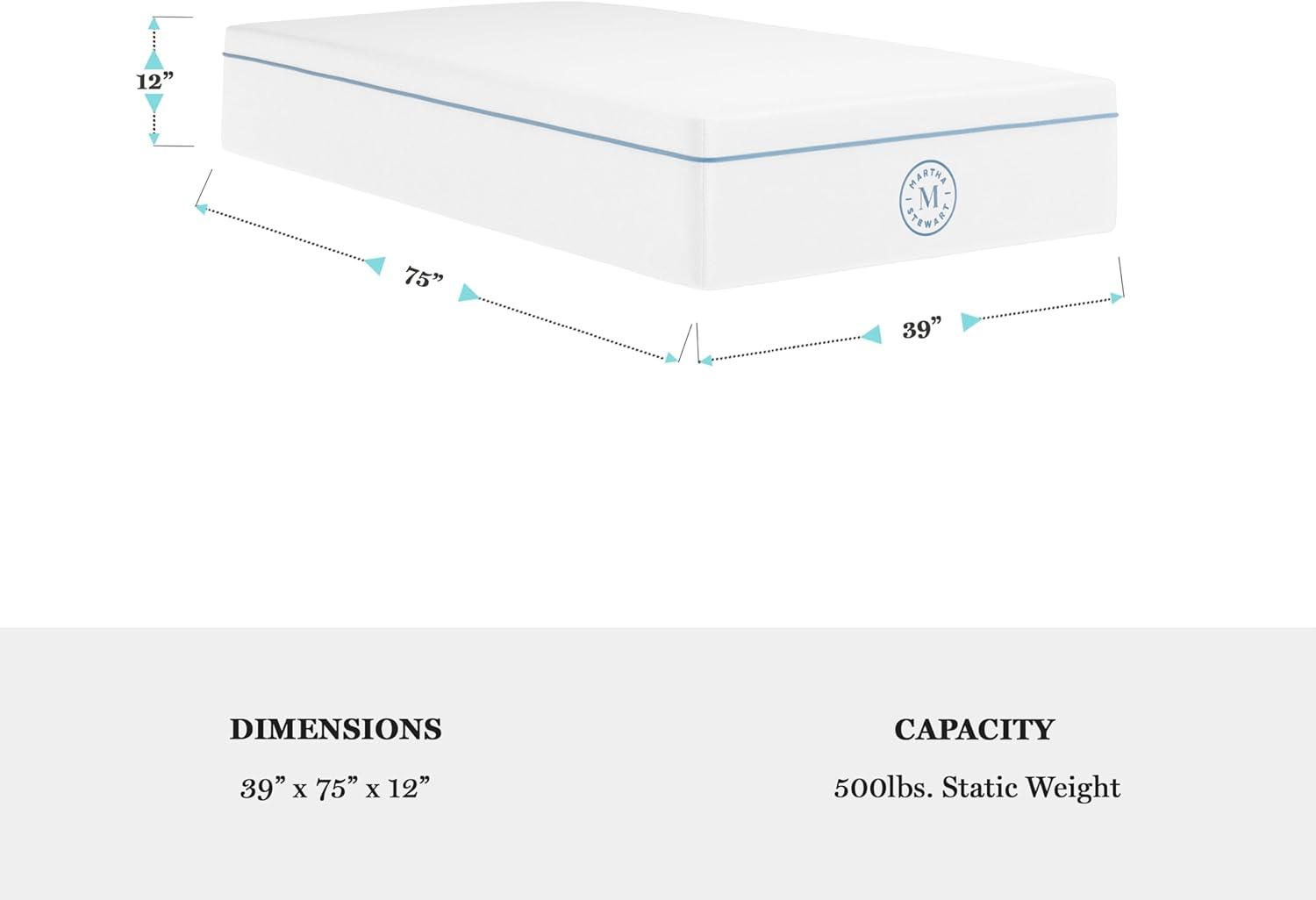 imageMartha Stewart SleepComplete Queen Mattress in a Box MediumFirm Pocket Spring and Foam Hybrid Mattress DualAction Cooling 5Zones Coolweave Cover12 WhiteTwin
