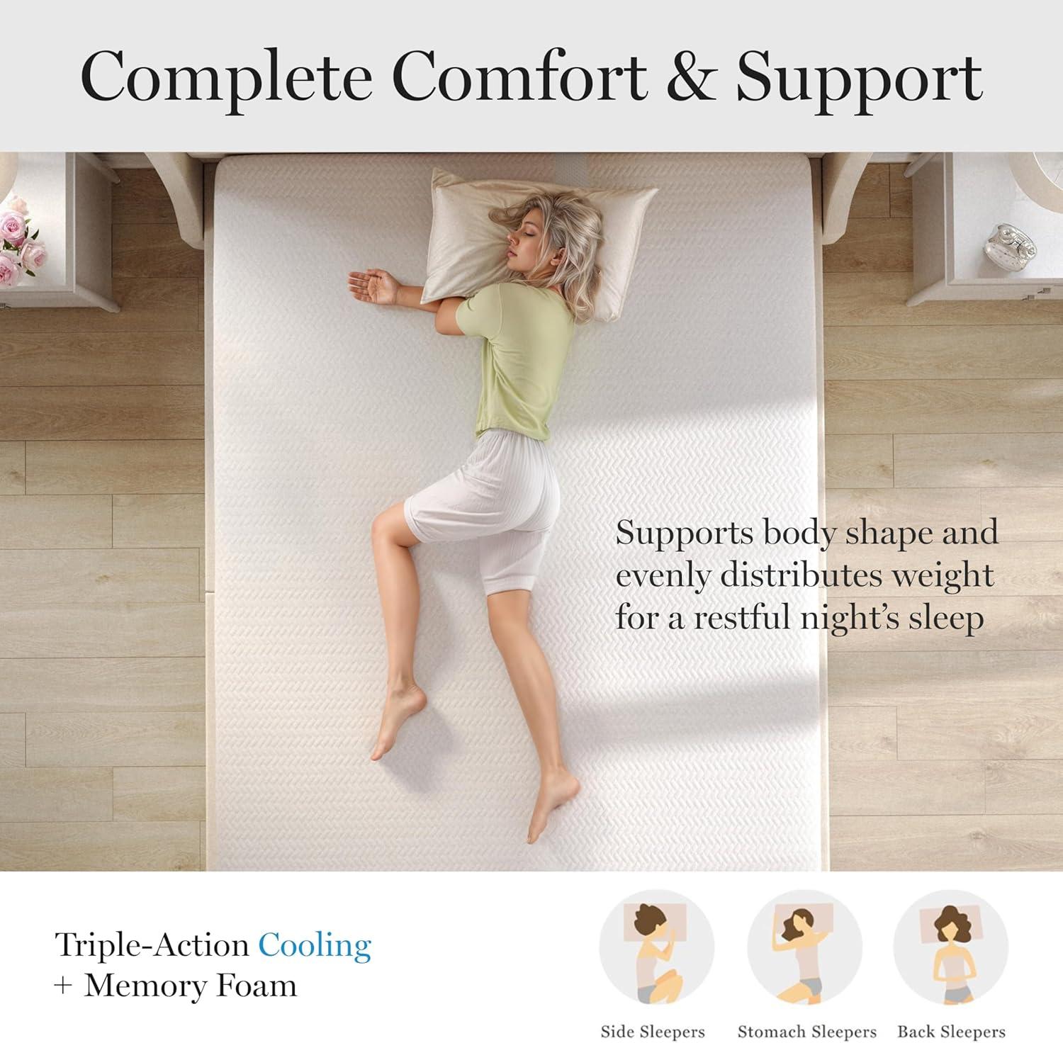 imageMartha Stewart SleepComplete Queen Mattress in a Box MediumFirm TripleAction Cooling Gel Memory Foam Mattress Removable Coolweave Jacquard Cover 12 WhiteKing