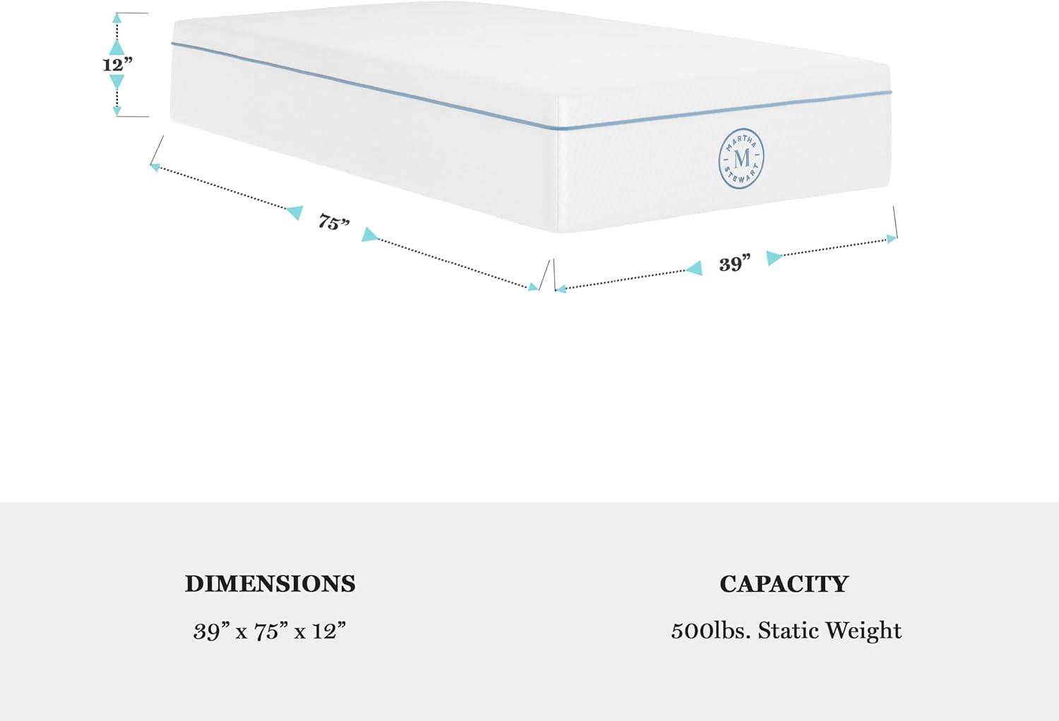 imageMartha Stewart SleepComplete Queen Mattress in a Box MediumFirm TripleAction Cooling Gel Memory Foam Mattress Removable Coolweave Jacquard Cover 12 WhiteTwin