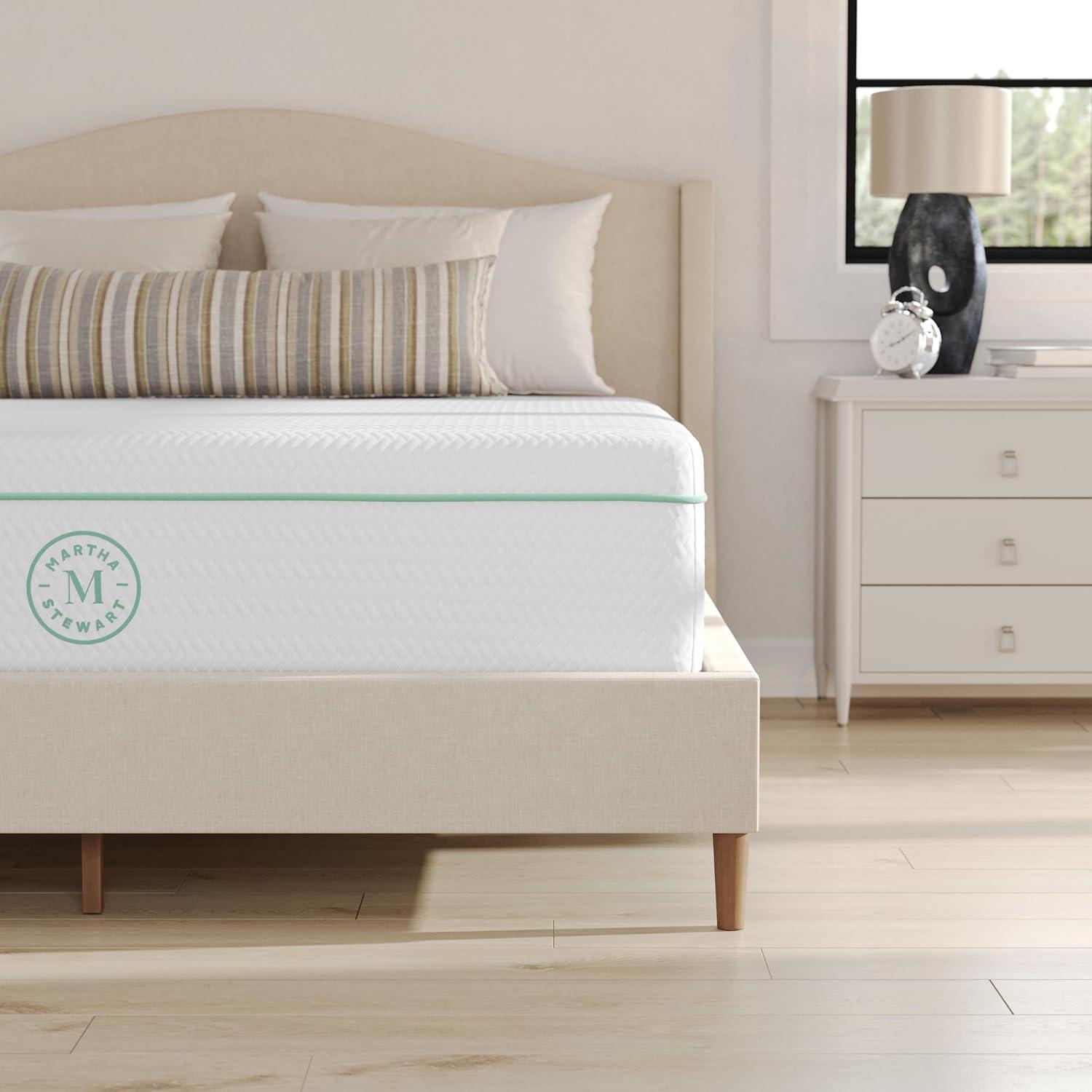 imageMartha Stewart SleepComplete Queen Mattress in a Box MediumFirm TripleAction Cooling Gel Memory Foam Mattress Removable Coolweave Jacquard Cover 12 WhiteQueen