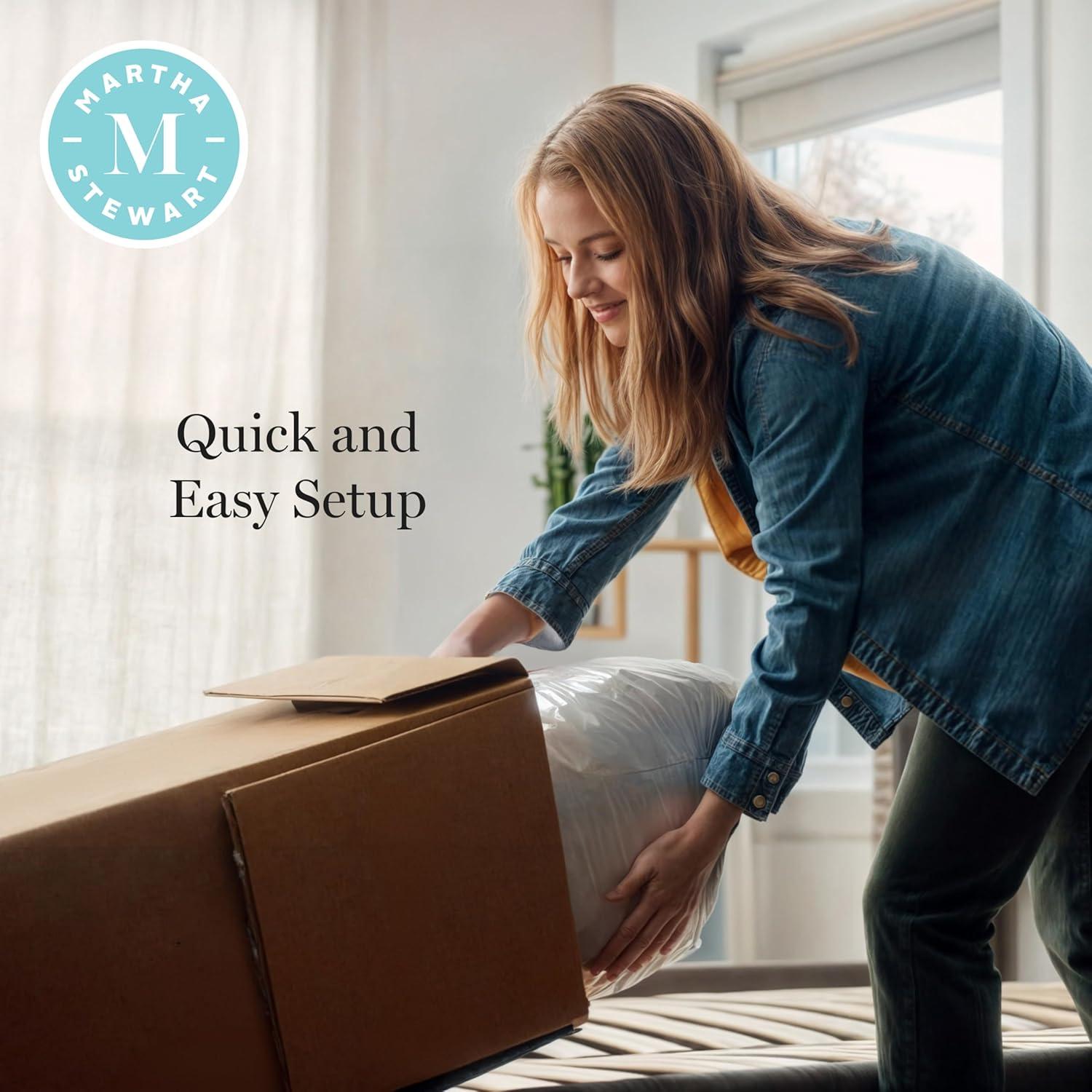 imageMartha Stewart SleepComplete Queen Mattress in a Box MediumFirm TripleAction Cooling Gel Memory Foam Mattress Removable Coolweave Jacquard Cover 12 WhiteKing