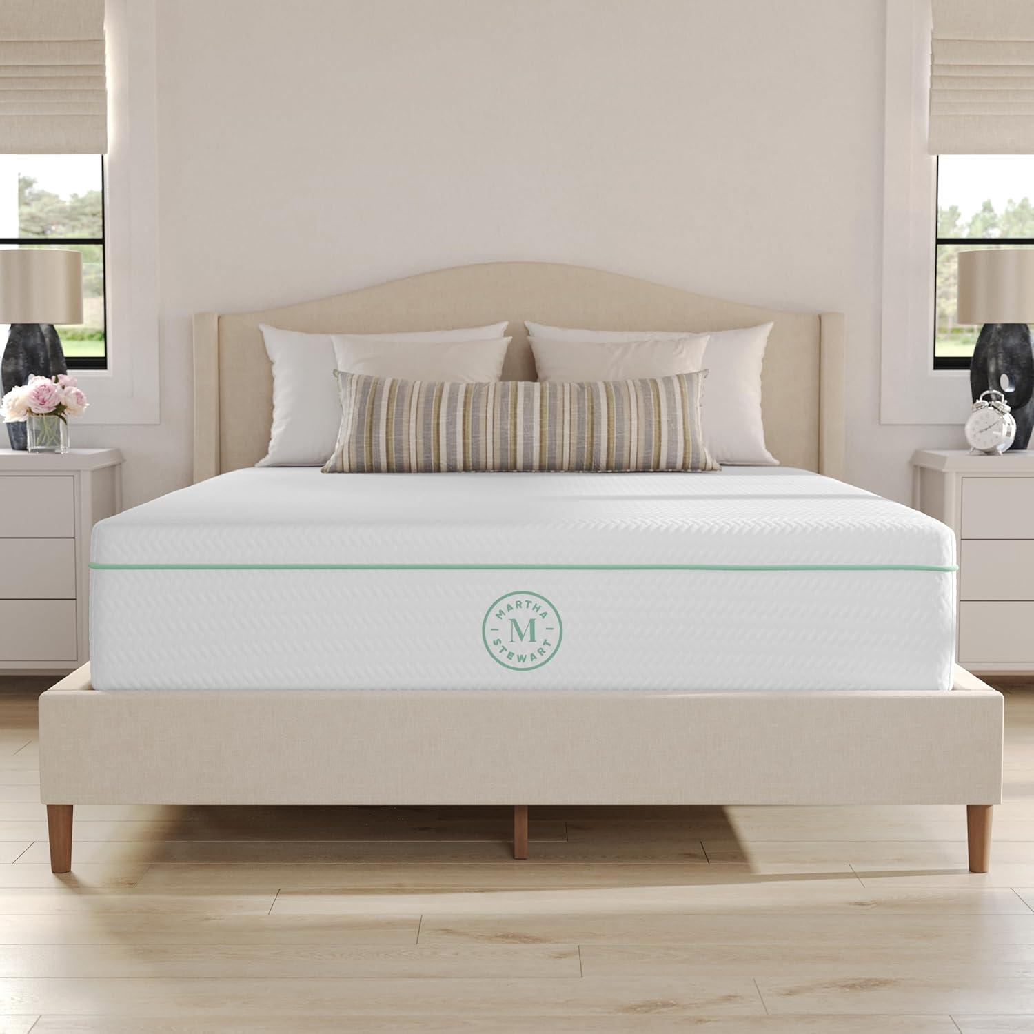 imageMartha Stewart SleepComplete Queen Mattress in a Box MediumFirm TripleAction Cooling Gel Memory Foam Mattress Removable Coolweave Jacquard Cover 12 WhiteQueen
