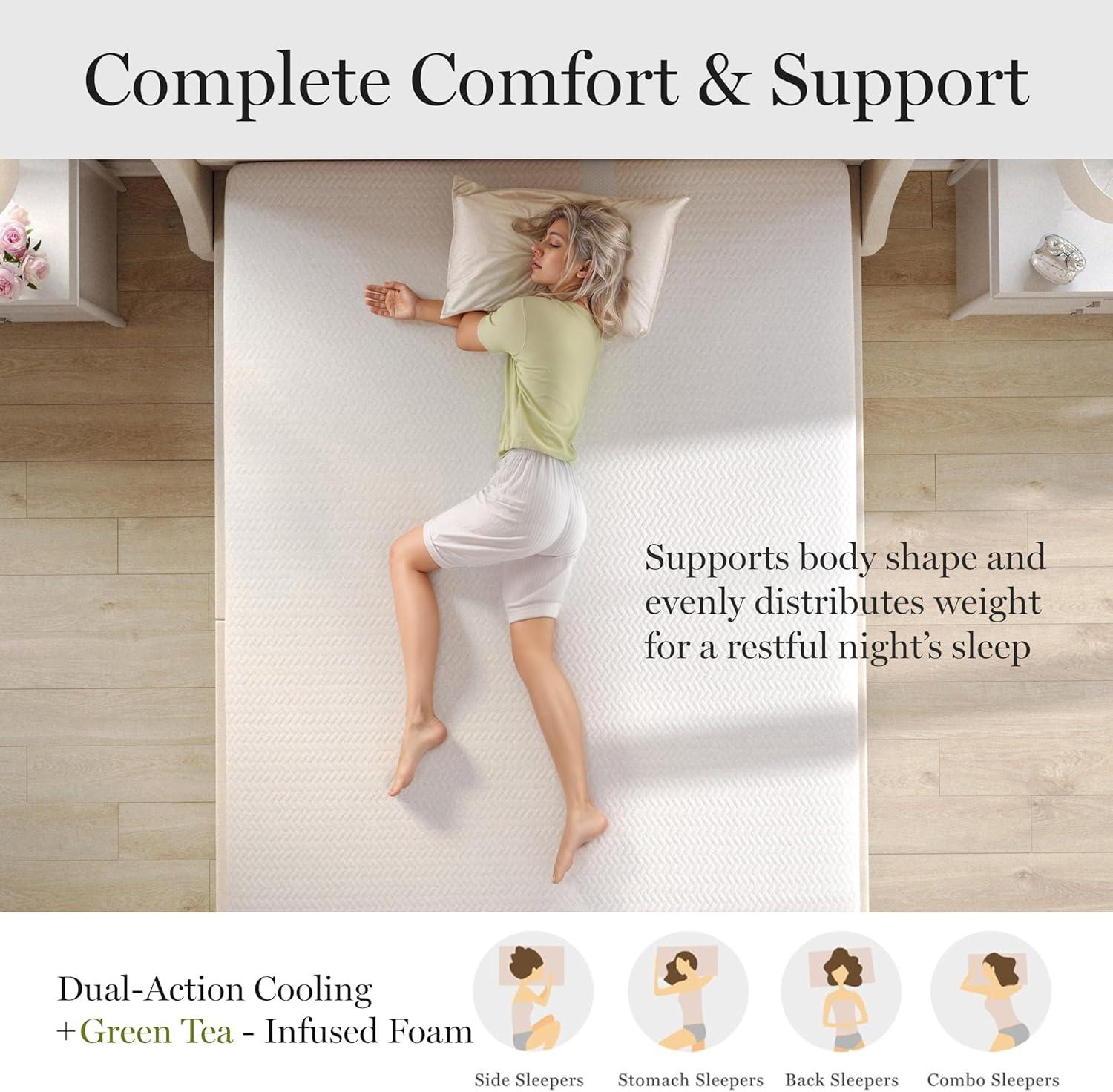 imageMartha Stewart SleepComplete Queen Mattress in a Box MediumFirm TripleAction Cooling Gel Memory Foam Mattress Removable Coolweave Jacquard Cover 12 WhiteFull