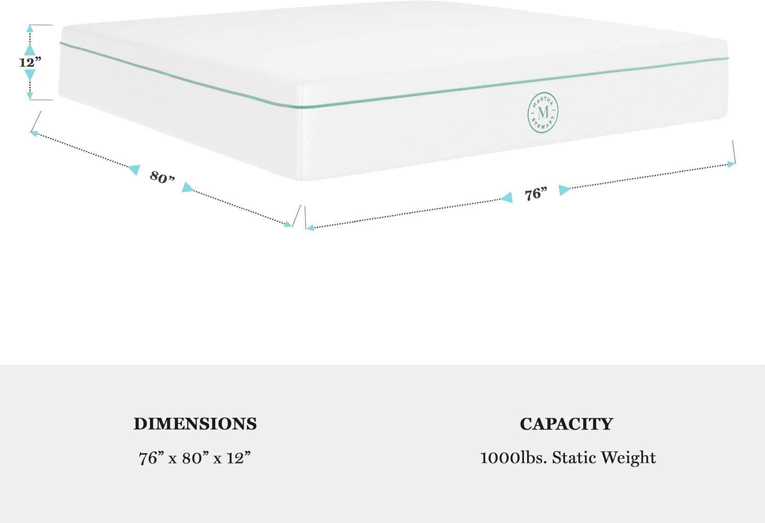 imageMartha Stewart SleepComplete Queen Mattress in a Box MediumFirm TripleAction Cooling Gel Memory Foam Mattress Removable Coolweave Jacquard Cover 12 WhiteKing