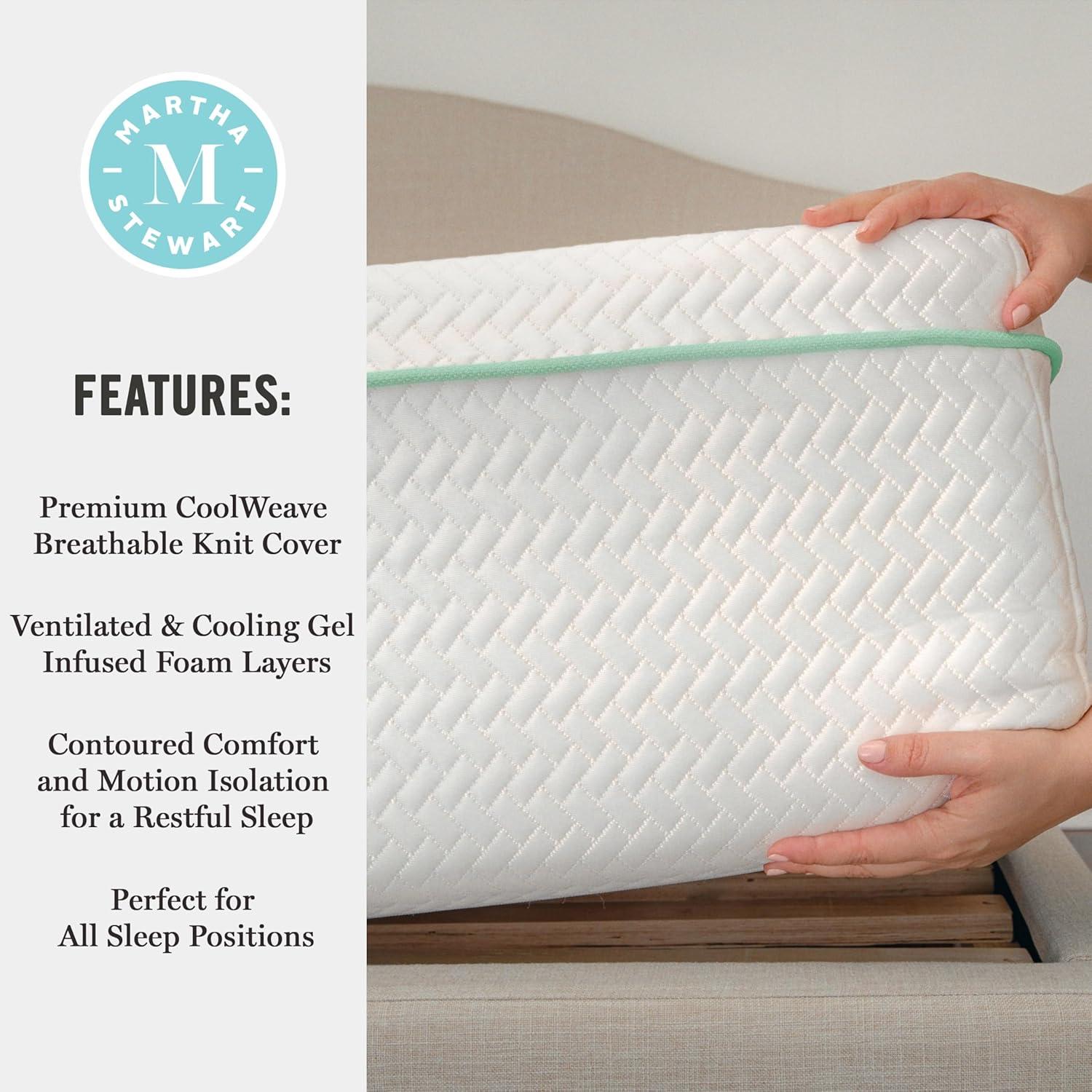 imageMartha Stewart SleepComplete Queen Mattress in a Box MediumFirm TripleAction Cooling Gel Memory Foam Mattress Removable Coolweave Jacquard Cover 12 WhiteTwin