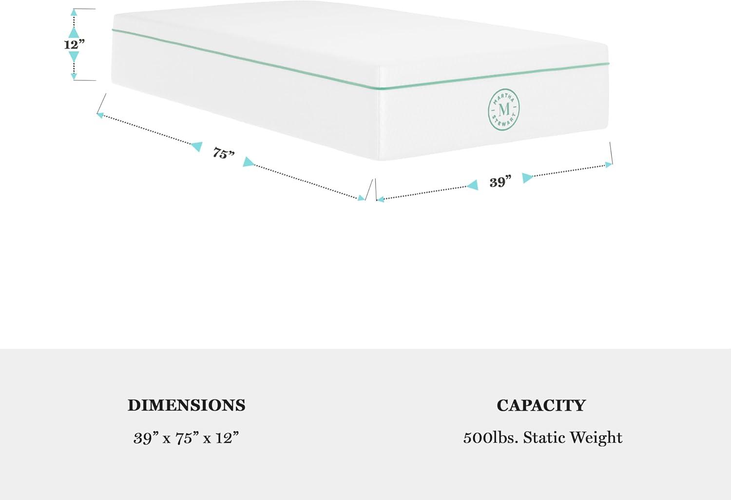 imageMartha Stewart SleepComplete Queen Mattress in a Box MediumFirm TripleAction Cooling Gel Memory Foam Mattress Removable Coolweave Jacquard Cover 12 WhiteTwin