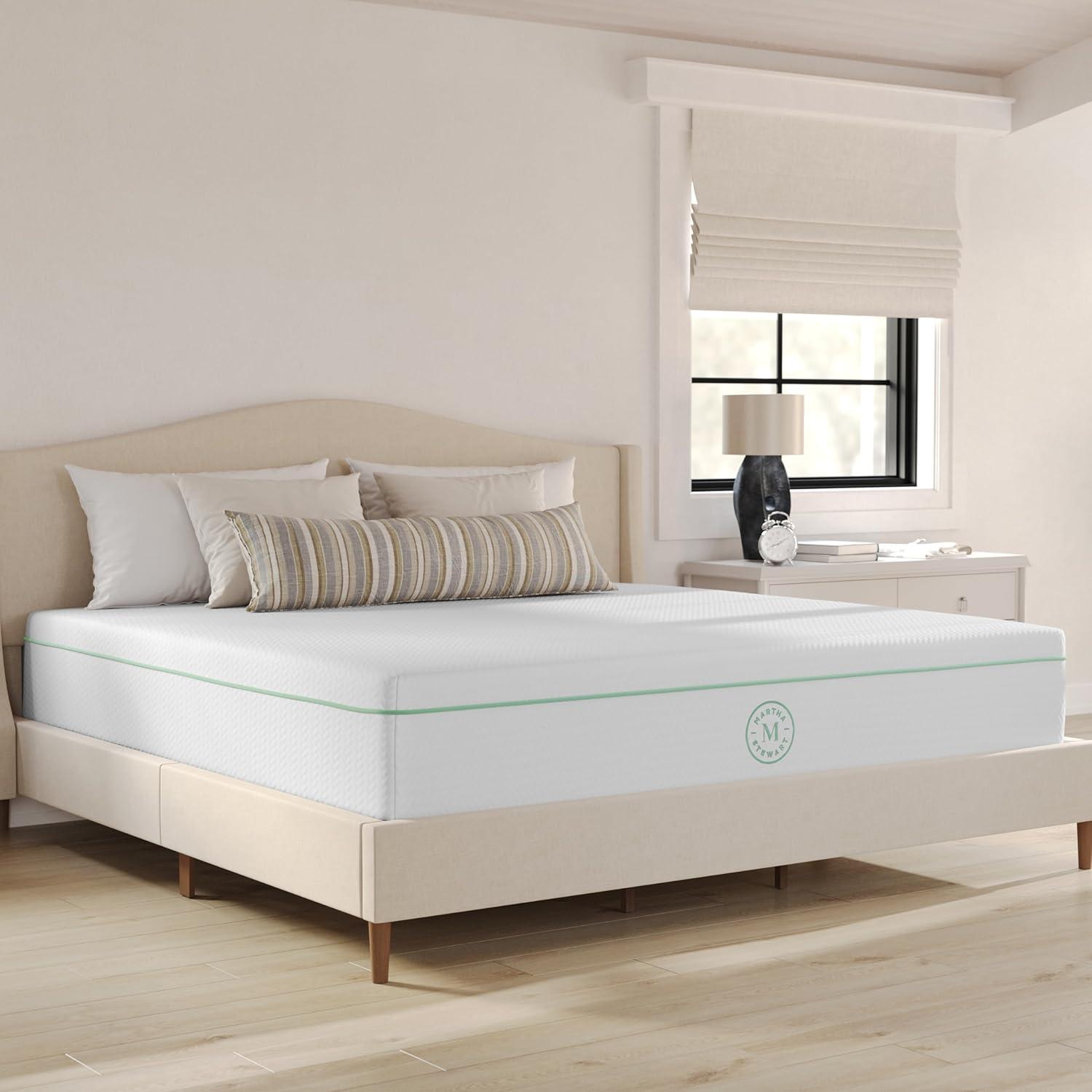 imageMartha Stewart SleepComplete Queen Mattress in a Box MediumFirm TripleAction Cooling Gel Memory Foam Mattress Removable Coolweave Jacquard Cover 12 WhiteKing