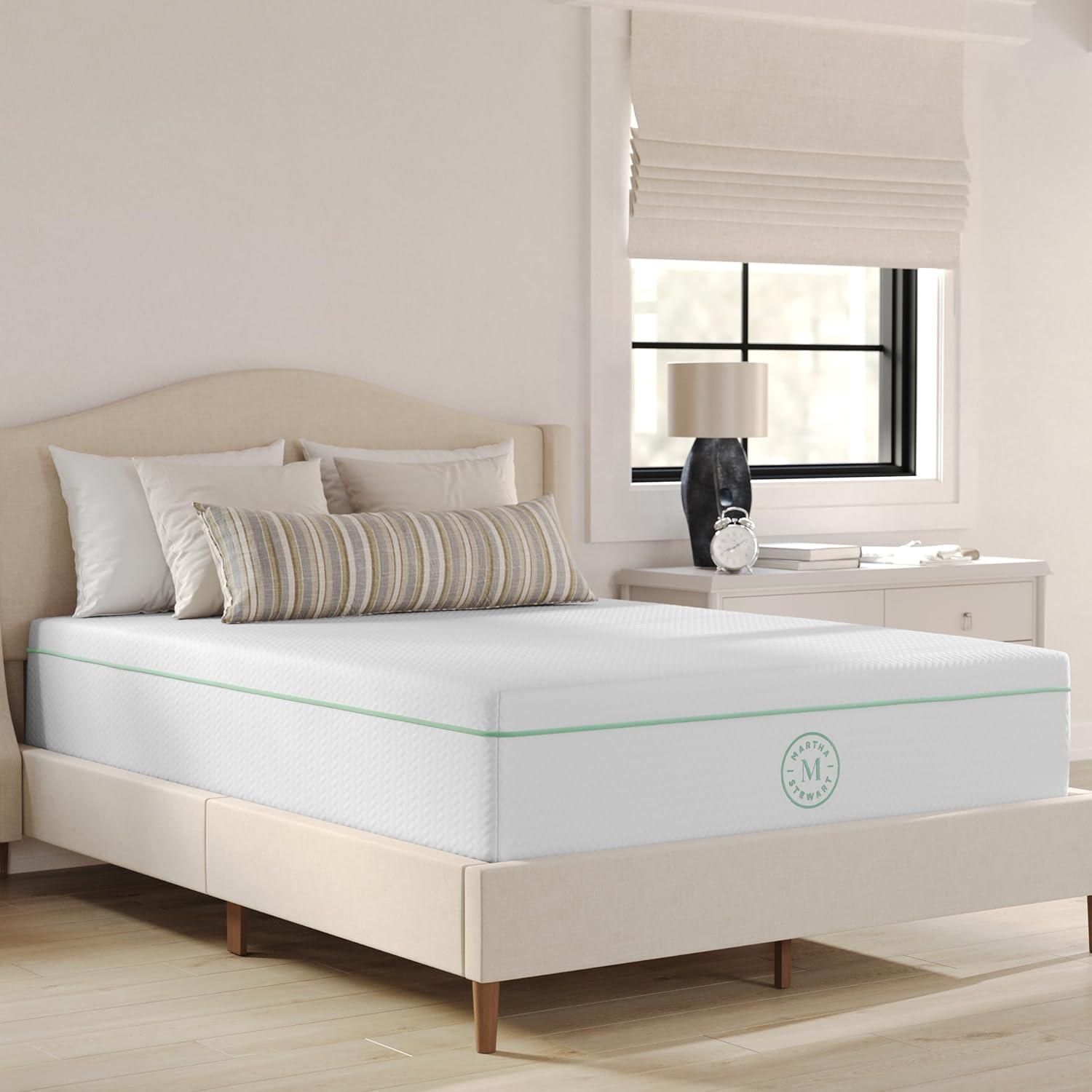 imageMartha Stewart SleepComplete Queen Mattress in a Box MediumFirm TripleAction Cooling Gel Memory Foam Mattress Removable Coolweave Jacquard Cover 12 WhiteFull
