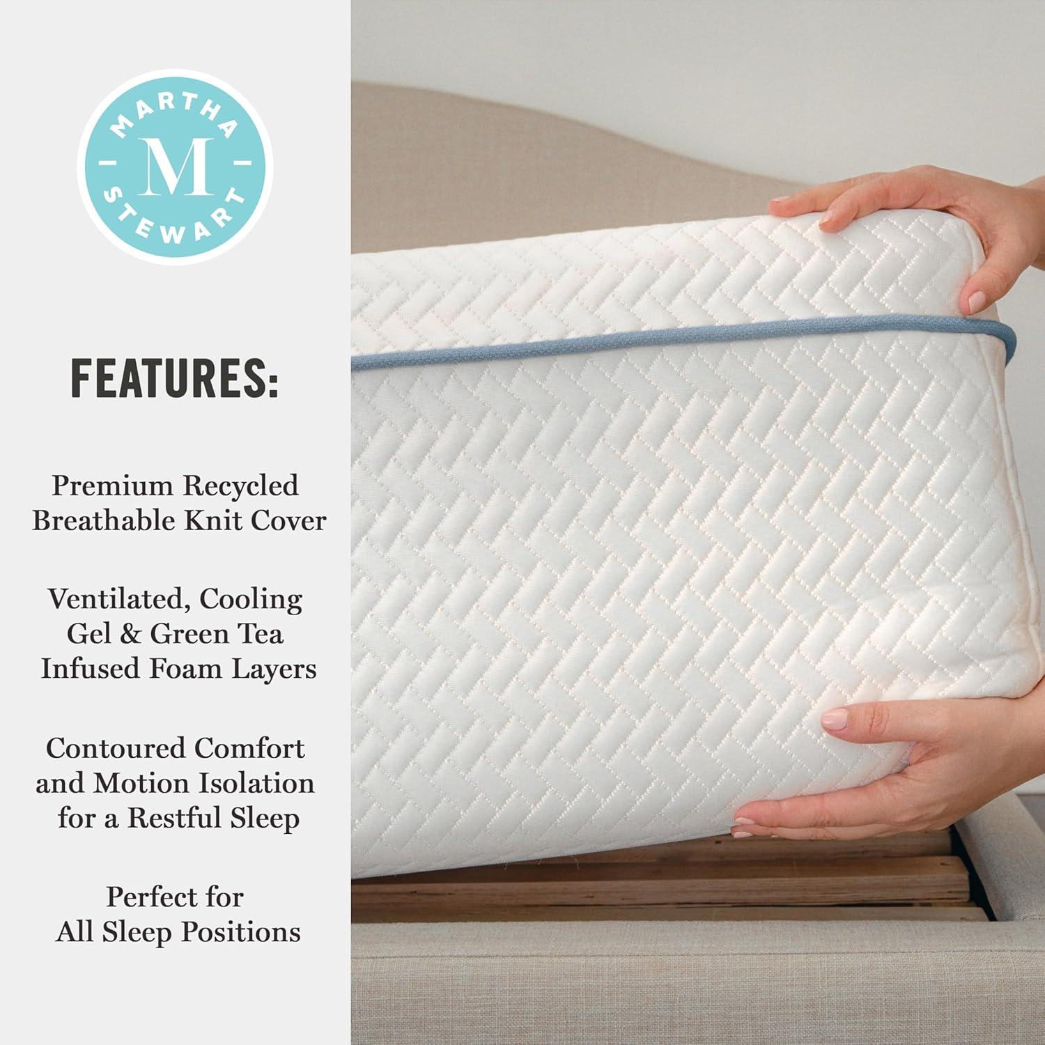imageMartha Stewart SleepComplete Queen Mattress in a Box MediumFirm TripleAction Cooling Gel Memory Foam Mattress Removable Coolweave Jacquard Cover 12 WhiteTwin