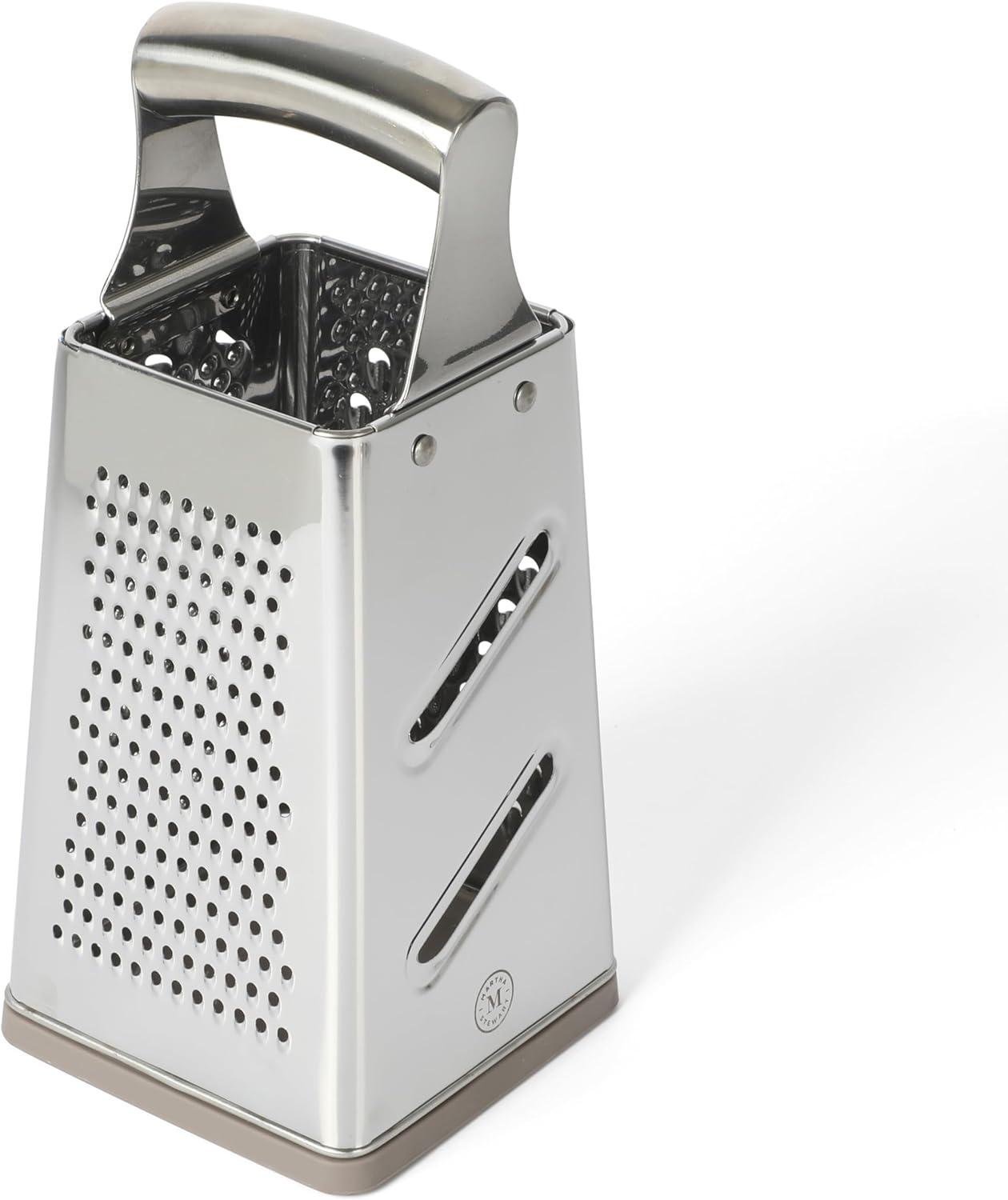 imageMartha Stewart Sprucedale 95Inch Stainless Steel 4Sided Box Grater Durable Kitchen Cheese and Food Grater with Multiple Grating SurfacesSprucedale 95 Box Grater