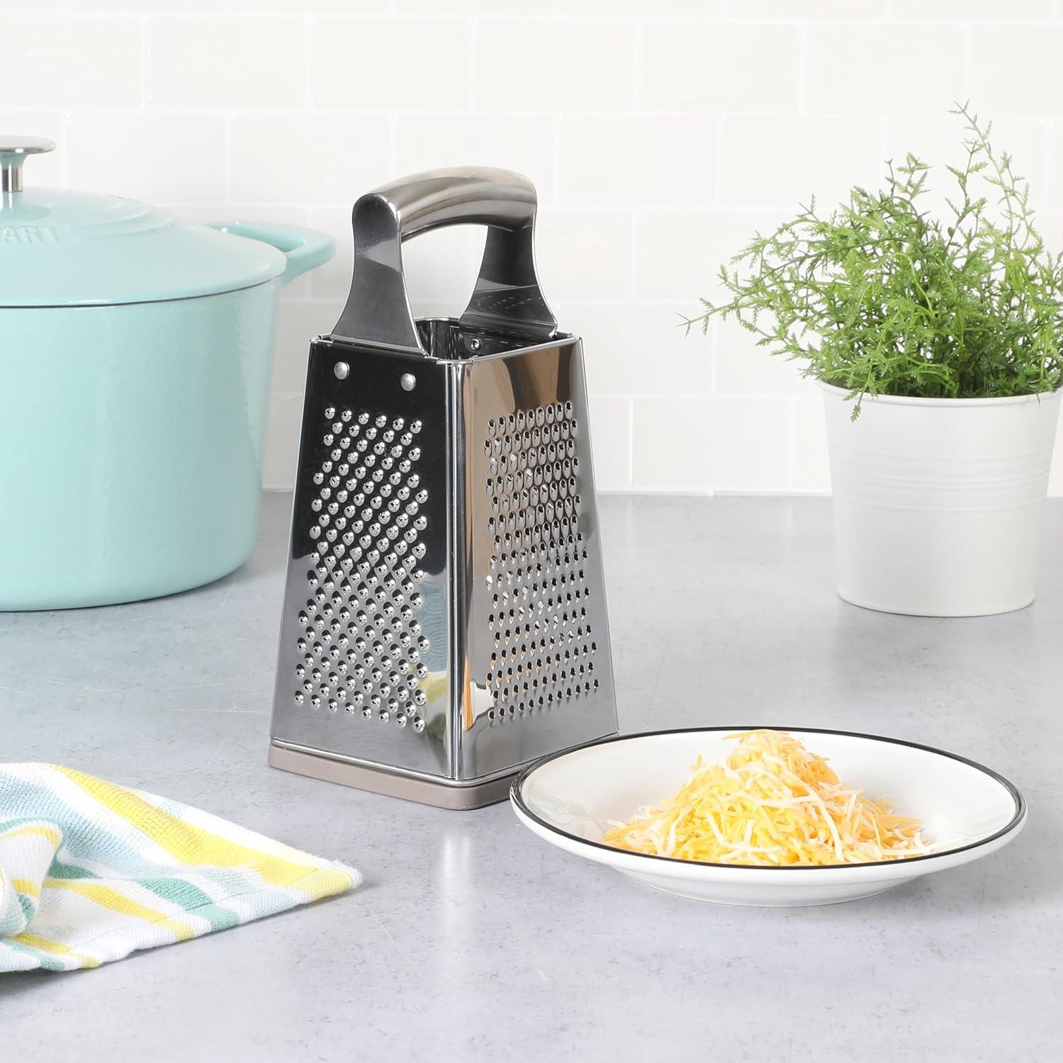 imageMartha Stewart Sprucedale 95Inch Stainless Steel 4Sided Box Grater Durable Kitchen Cheese and Food Grater with Multiple Grating SurfacesSprucedale 95 Box Grater