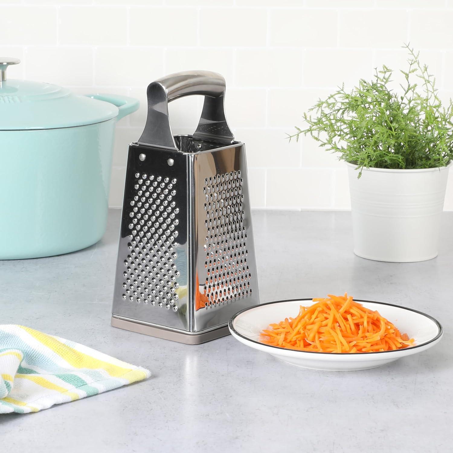 imageMartha Stewart Sprucedale 95Inch Stainless Steel 4Sided Box Grater Durable Kitchen Cheese and Food Grater with Multiple Grating SurfacesSprucedale 95 Box Grater