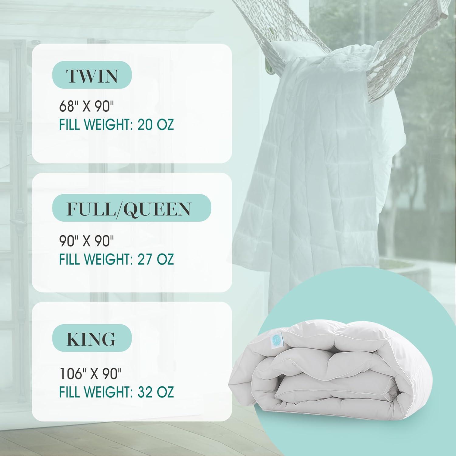 imageMartha Stewart White Down Feather Comforter Queen Size 600 Fill Power 100 Cotton Down Duvet Insert Made in USA All Season Medium Warmth Comforter with Corner Loops 90 x 90WhiteLightweight