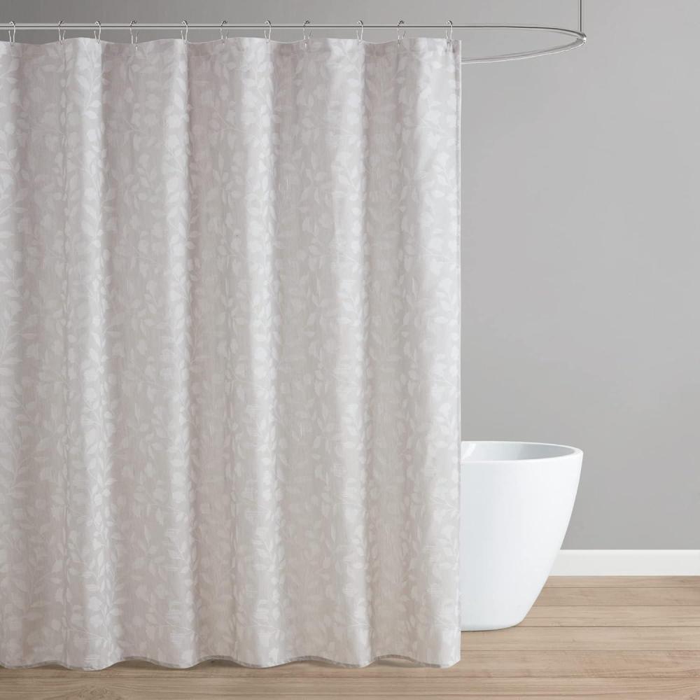 imageMartha Stewart Farmhouse Shower Curtain Coastal Palm Design Fabric Shower Curtain Boho Style with Textured Pucker Weave Modern Tropical Bathroom Dcor Machine Washable 72 x 72 Jenine Sage GreenFloral Linen Color