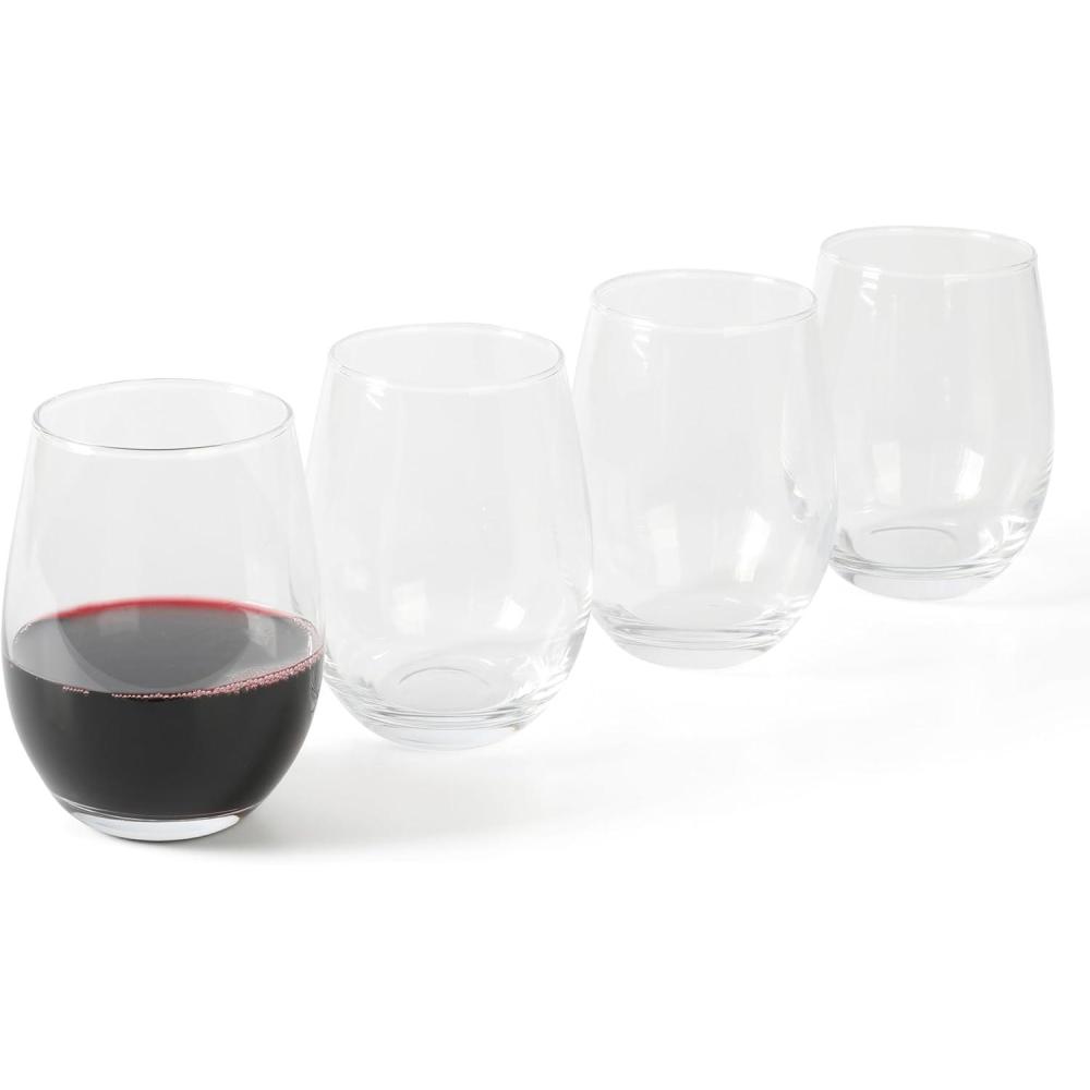 imageMartha Stewart Farrow 18 OZ Large Stemless 4 Pack Multipurpose Wine Glasses Set for Red or White Wine18oz Stemless Wine Glass 4pack
