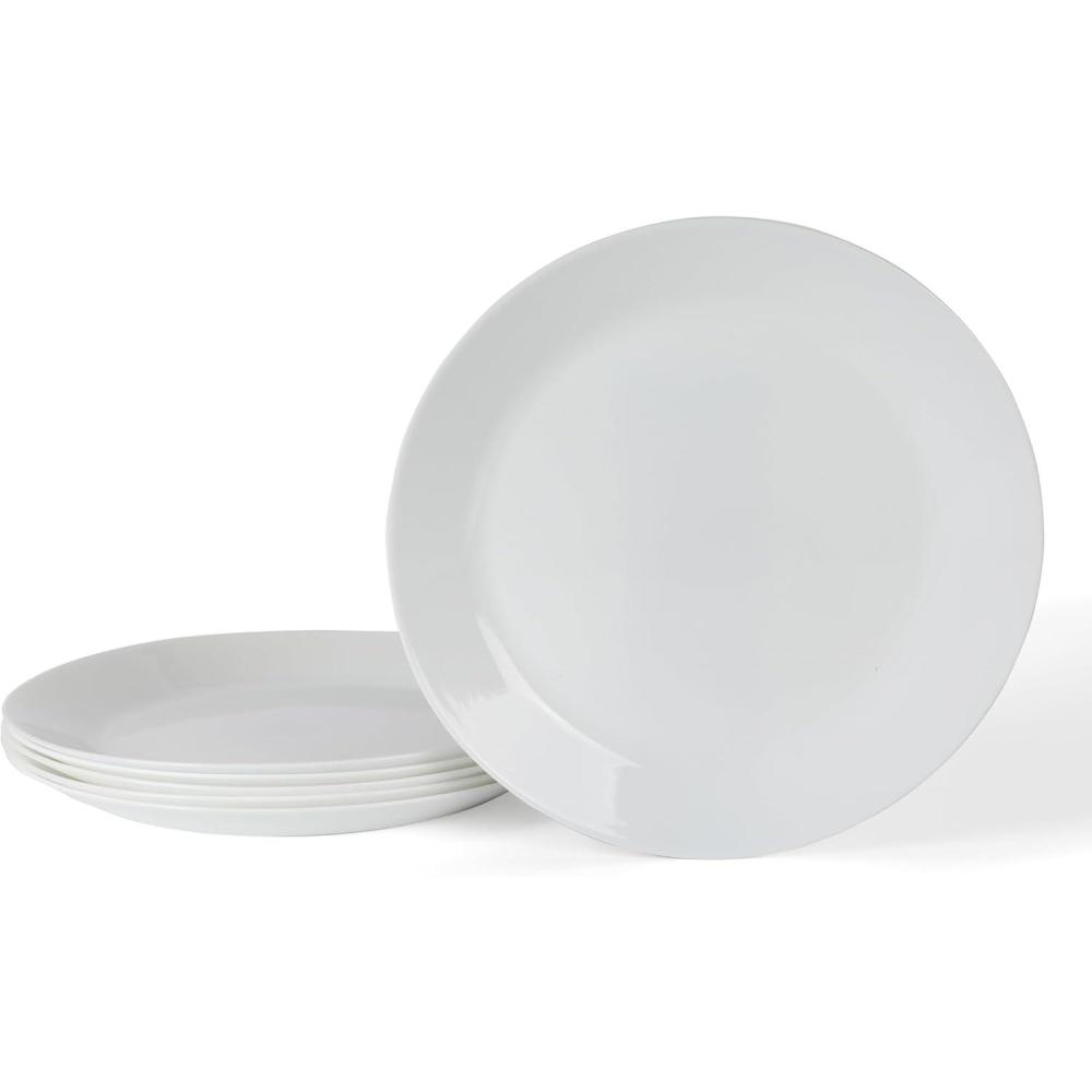 imageMartha Stewart Opalton 6Piece 10Inch Dinner Plates Chip and Break Resistant Opal Glass Plates Durable and Lightweight Dinnerware Set for Everyday Use