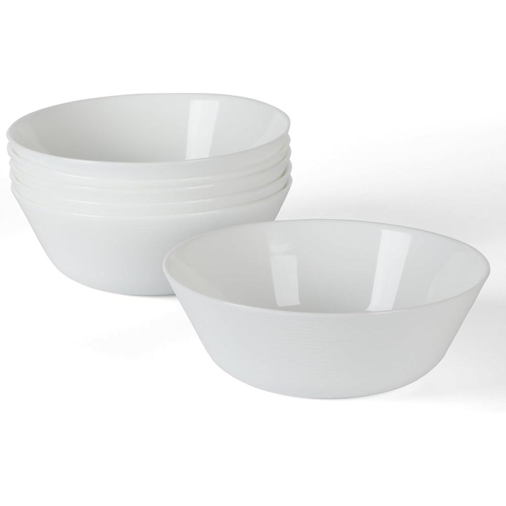 imageMartha Stewart Opalton 6Piece 6Inch Soup and Cereal Bowls Lightweight Chip and Break Resistant Opal Glass Bowls for Everyday Use
