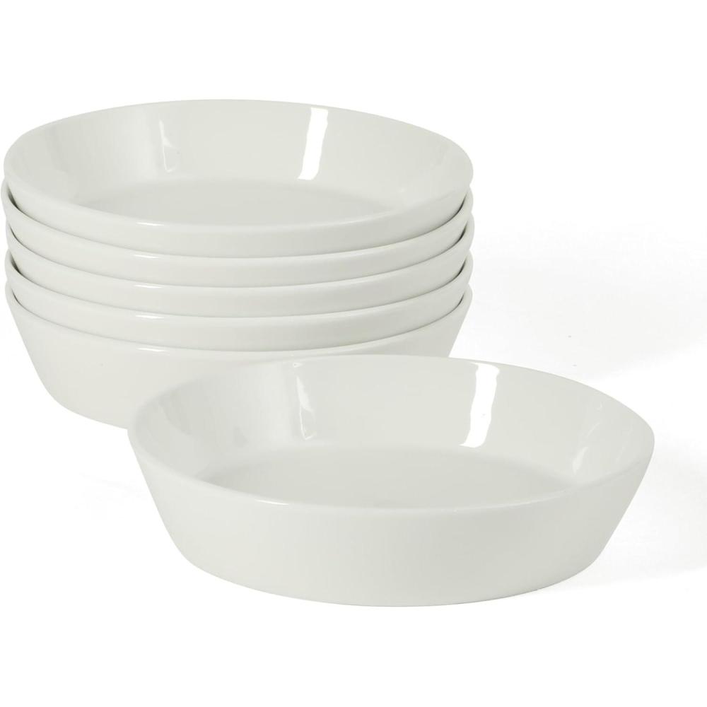 imageMartha Stewart Selma Chip amp Scratch Resistant Dinnerware Set Service for 4 16pcs  White Plates and Bowls Durable Dishwasher and Microwave Safe Dishes Set for Everyday UseWhite Pasta Bowls