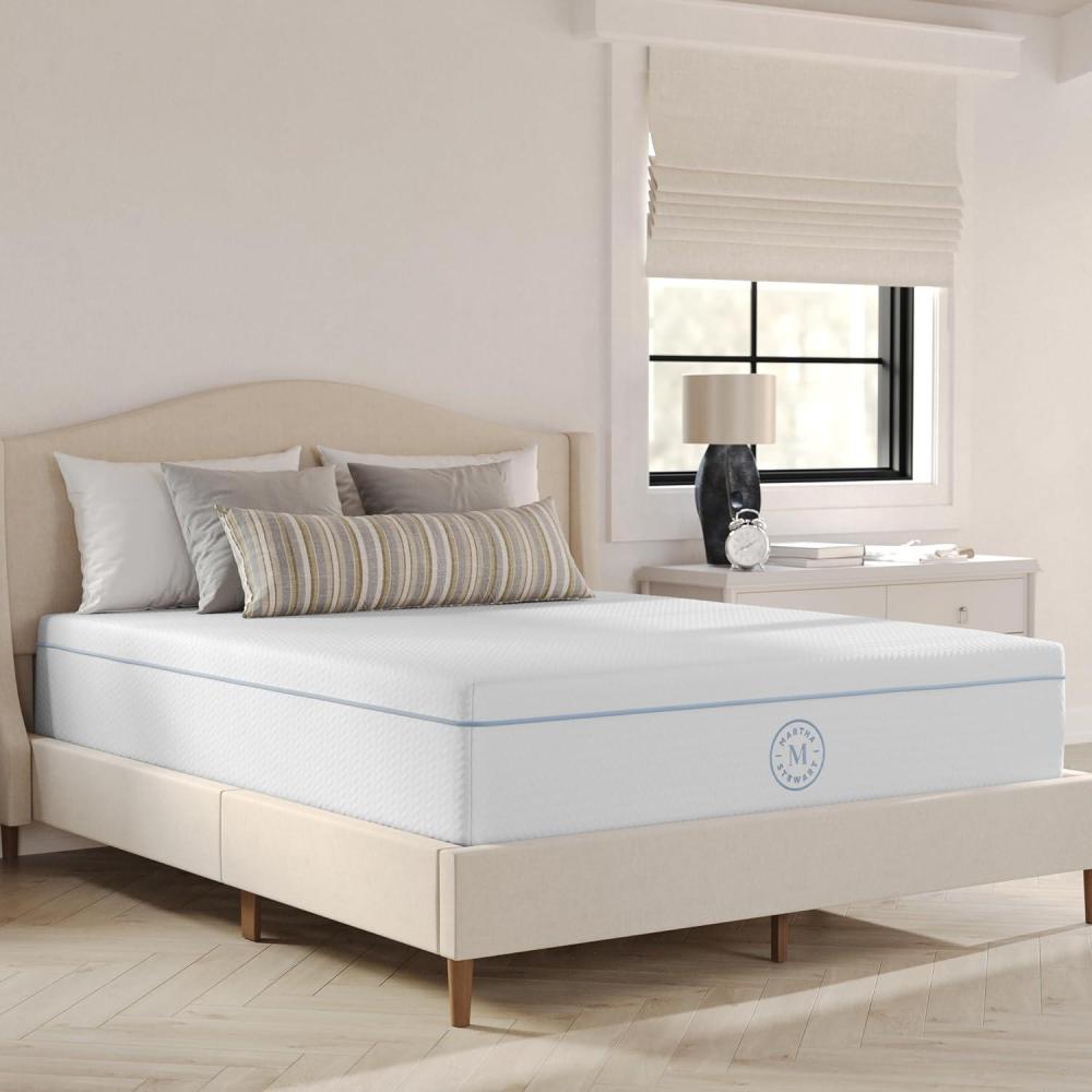 imageMartha Stewart SleepComplete Queen Mattress in a Box MediumFirm TripleAction Cooling Gel Memory Foam Mattress Removable Coolweave Jacquard Cover 12 WhiteQueen