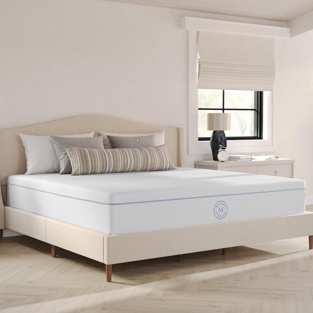 imageMartha Stewart SleepComplete Queen Mattress in a Box MediumFirm TripleAction Cooling Gel Memory Foam Mattress Removable Coolweave Jacquard Cover 12 WhiteKing