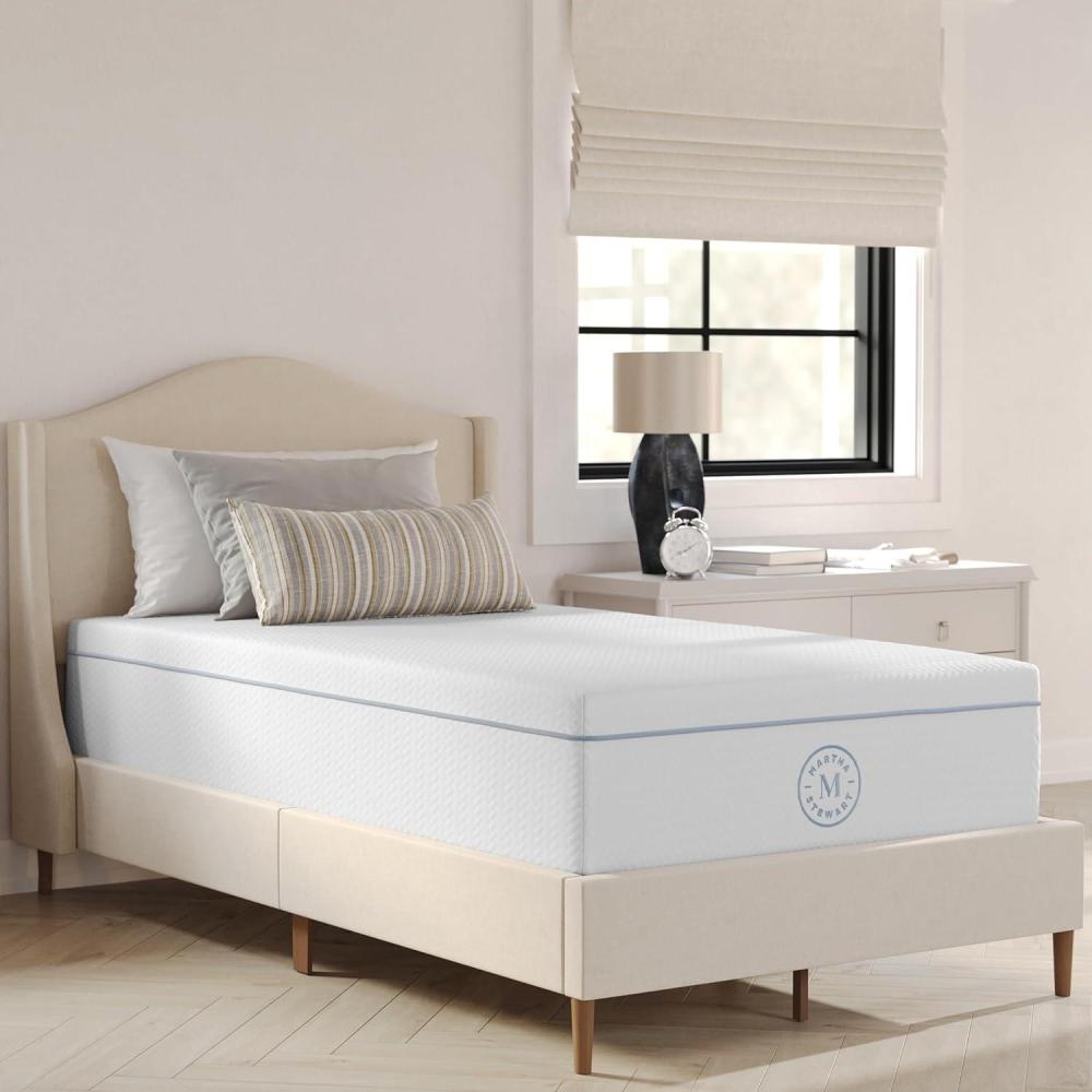 imageMartha Stewart SleepComplete Queen Mattress in a Box MediumFirm TripleAction Cooling Gel Memory Foam Mattress Removable Coolweave Jacquard Cover 12 WhiteTwin