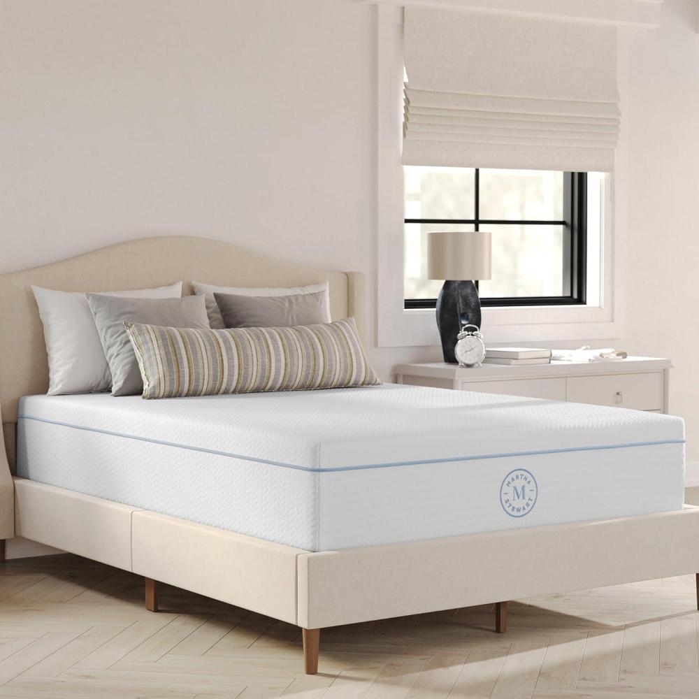 imageMartha Stewart SleepComplete Queen Mattress in a Box MediumFirm TripleAction Cooling Gel Memory Foam Mattress Removable Coolweave Jacquard Cover 12 WhiteFull